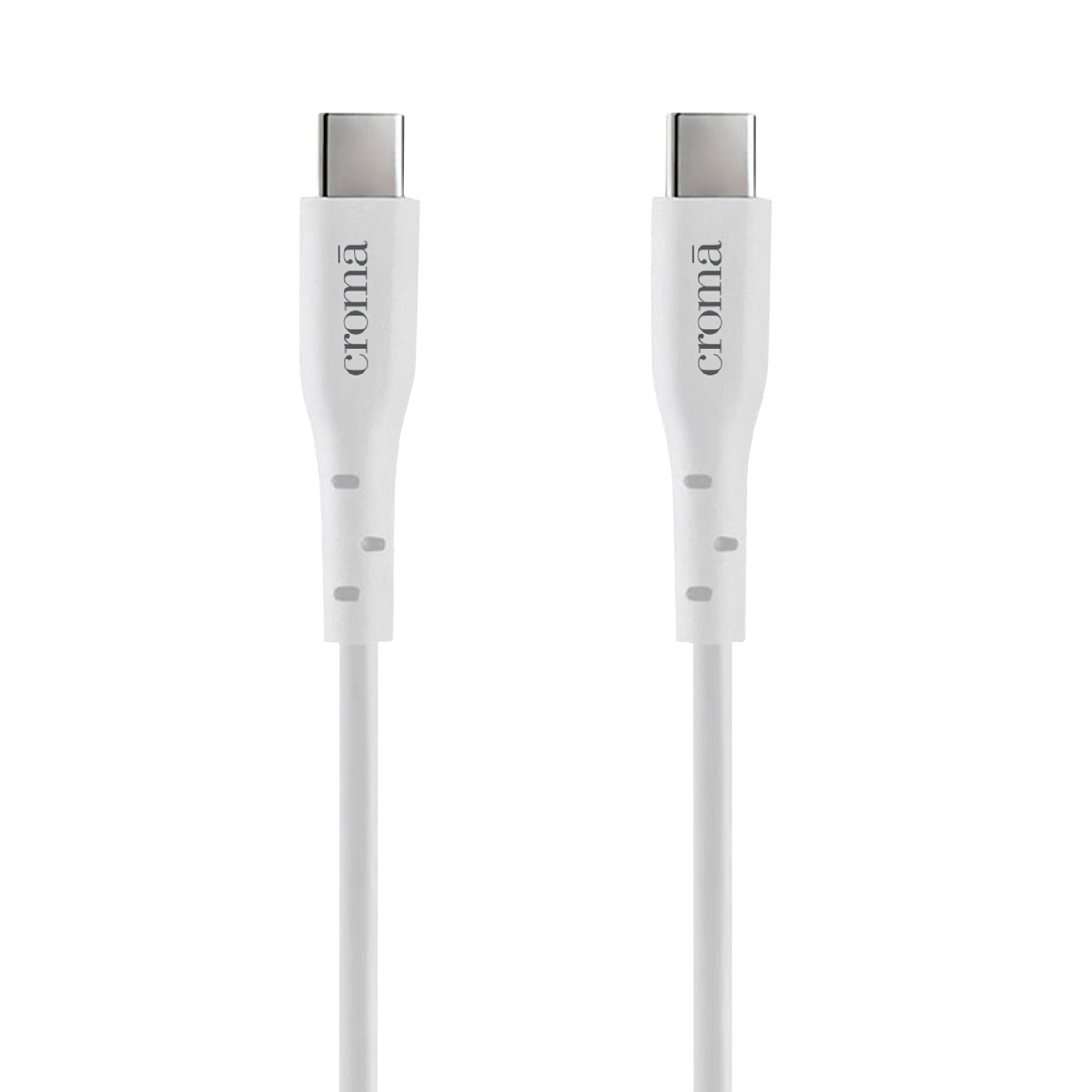 Croma Type C to Type C 6.6 Feet (2M) Cable (In-Built E-Mark Chip, White)_3
