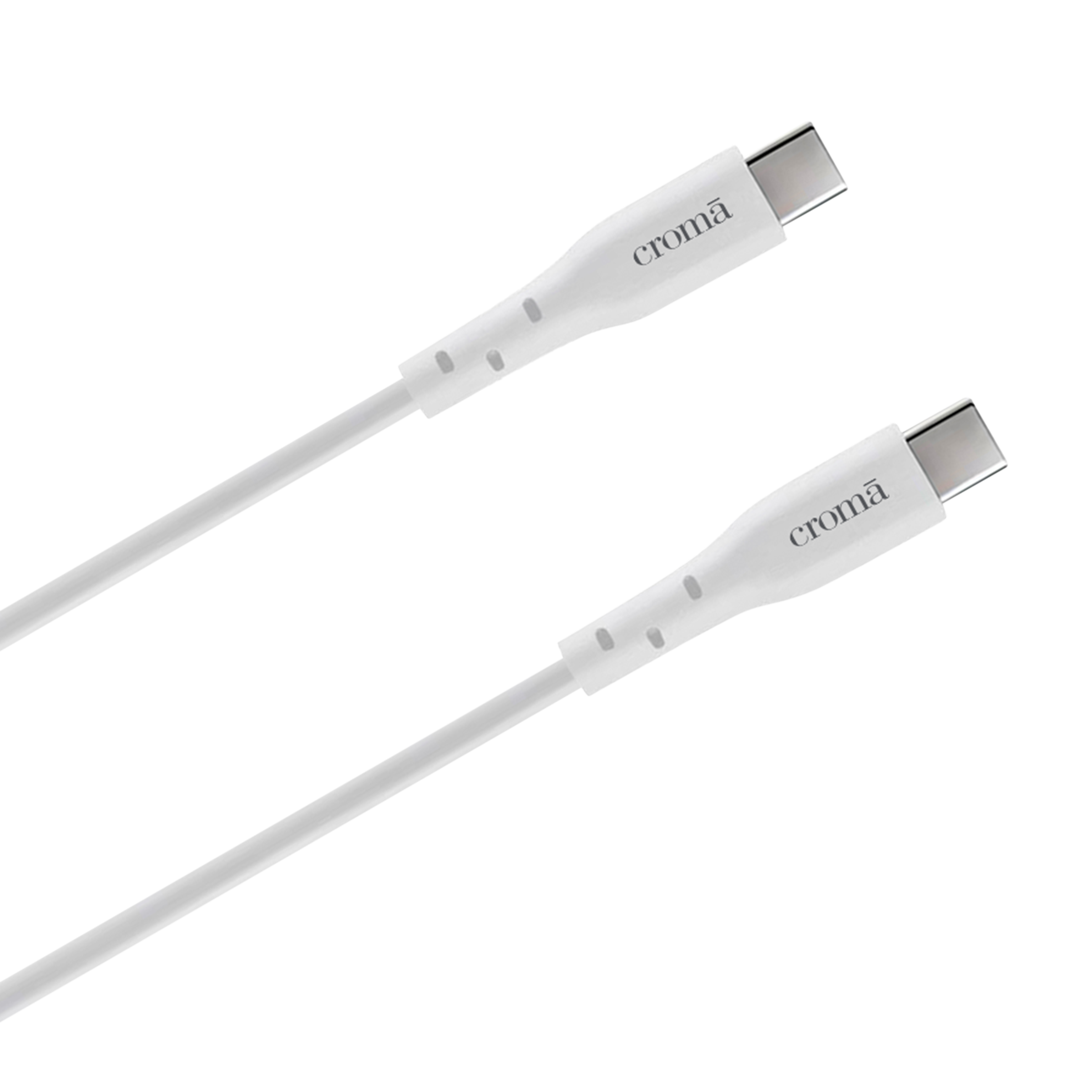 Croma Type C to Type C 6.6 Feet (2M) Cable (In-Built E-Mark Chip, White)_4