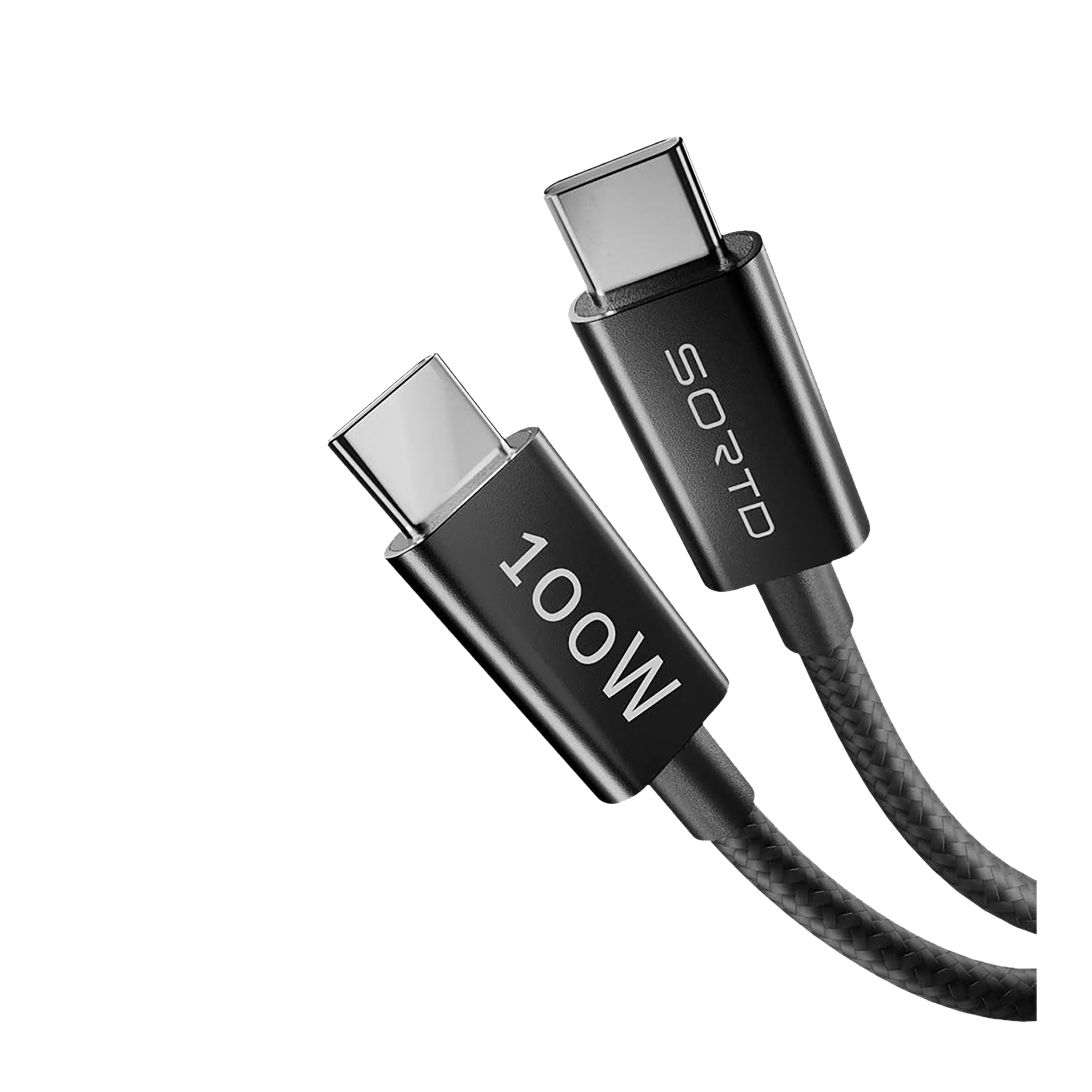 Sortd Type C to Type C 3.3 Feet (1M) Cable (In-Build Smart E Marker Chip, Black)_1