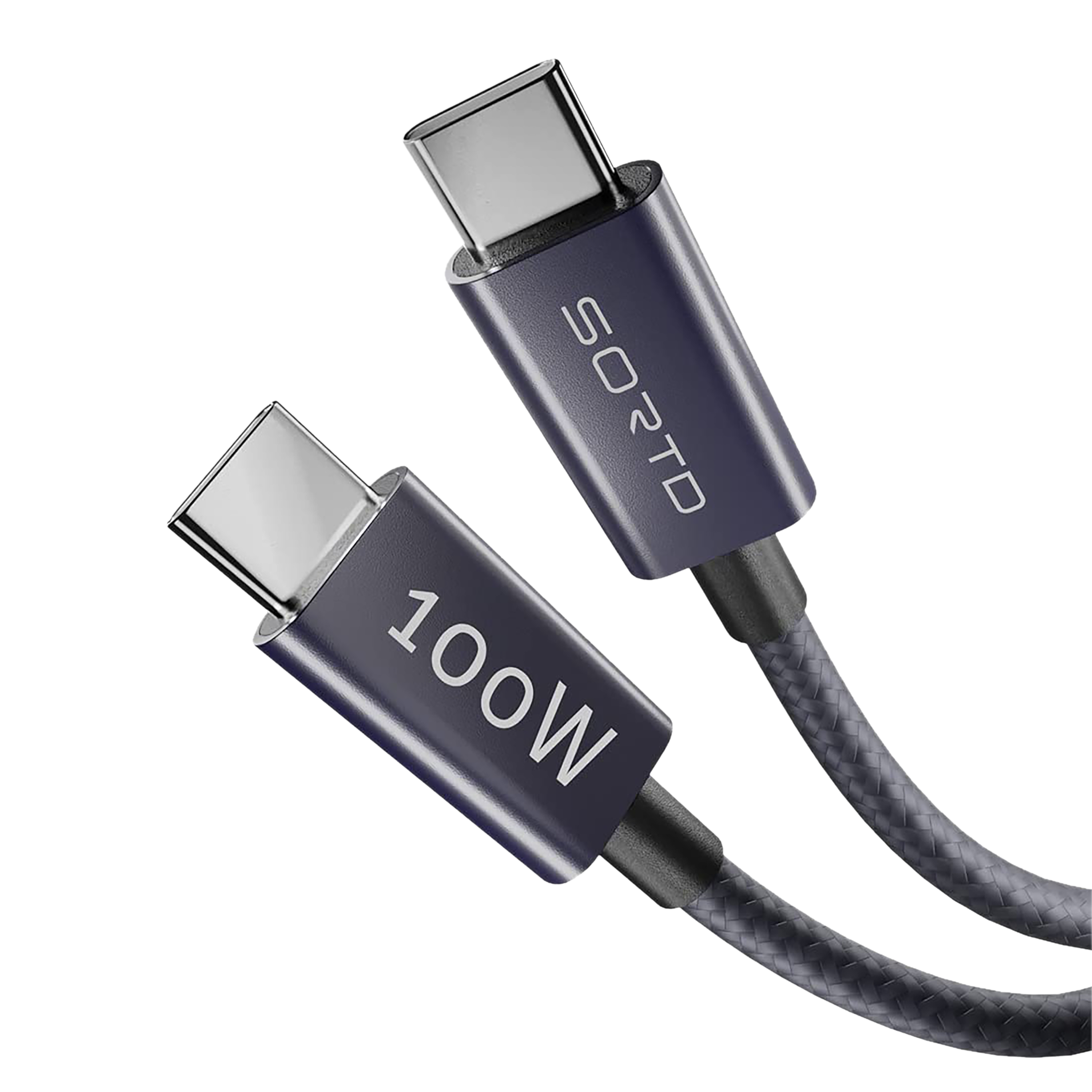 Sortd Type C to Type C 3.3 Feet (1M) Cable (In-Build Smart E Marker Chip, Grey)_1