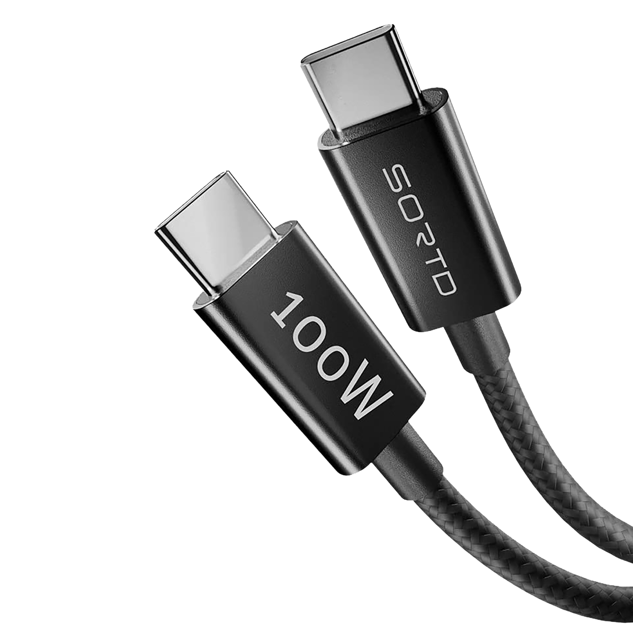 Sortd Type C to Type C 6.6 Feet (2M) Cable (In-Build Smart E Marker Chip, Black)_1