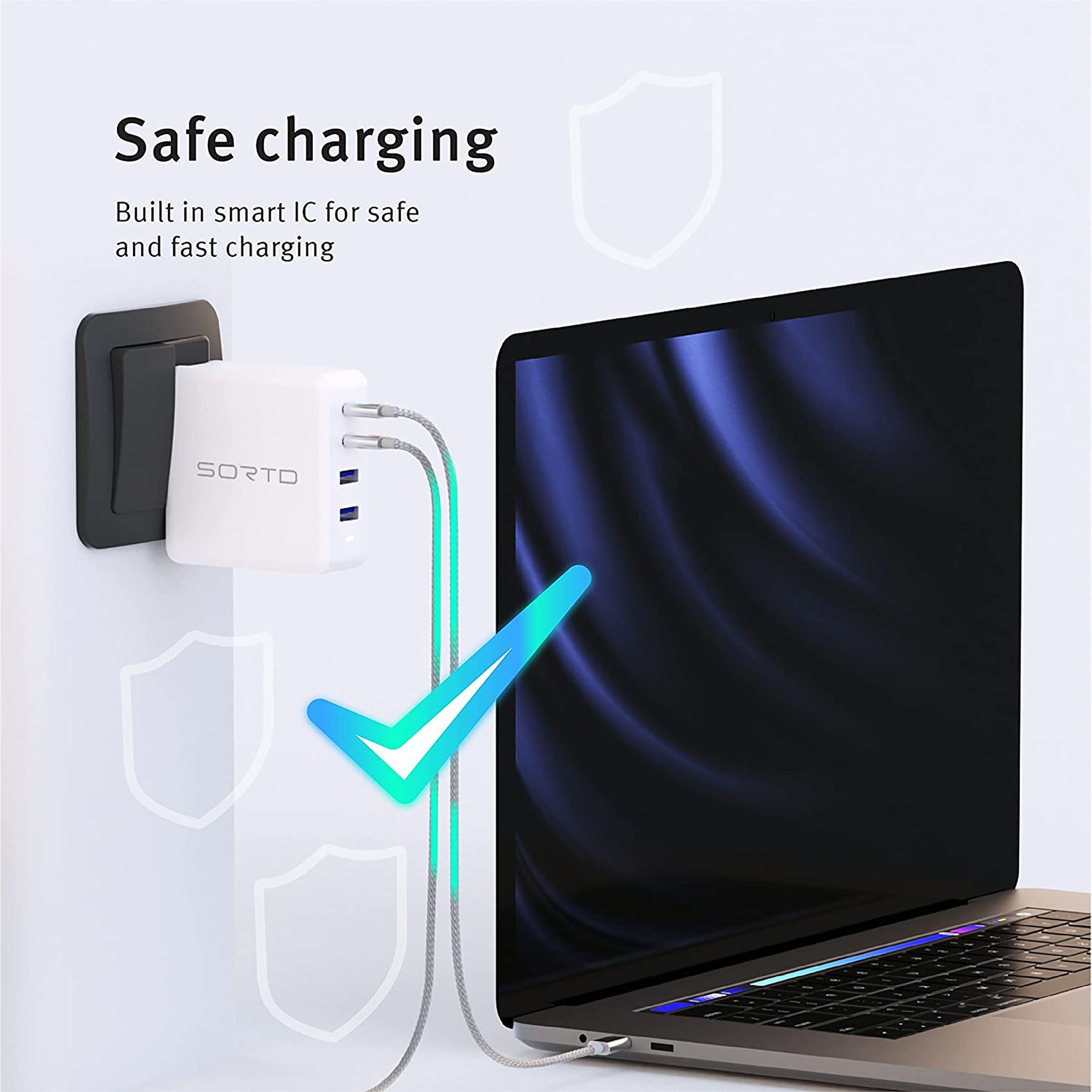 Sortd Type C to Type C 6.6 Feet (2M) Cable (In-Build Smart E Marker Chip, Black)_6