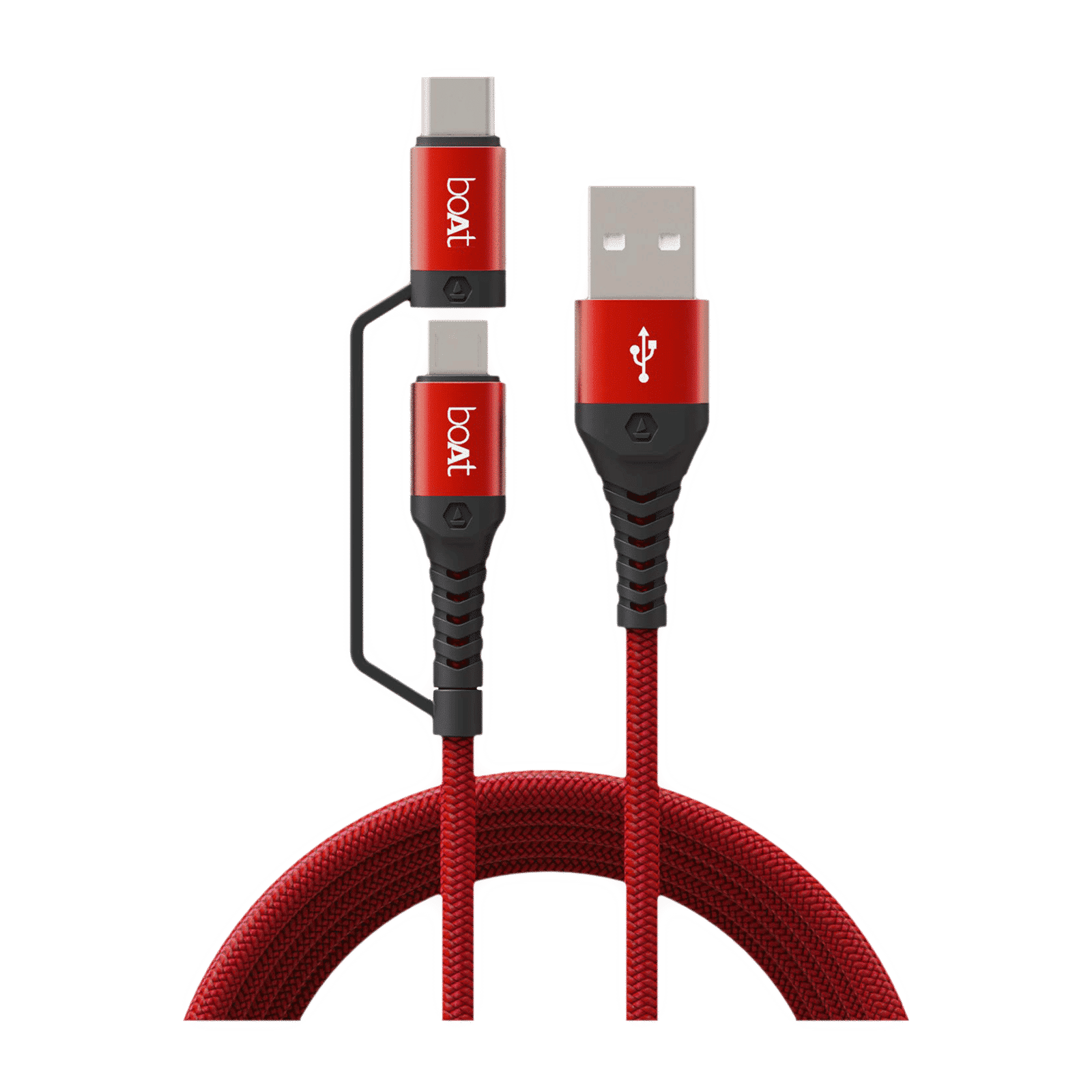boAt Deuce 300 Type A to Type C, Micro USB 4.9 Feet (1.5M) 2-in-1 Cable (Tangle-free Design, Martian Red) boAt Deuce 300 Type A to Type C, Micro USB 4.9 Feet (1.5M) 2-in-1 Cable (Tangle-free Design, Martian Red)_4