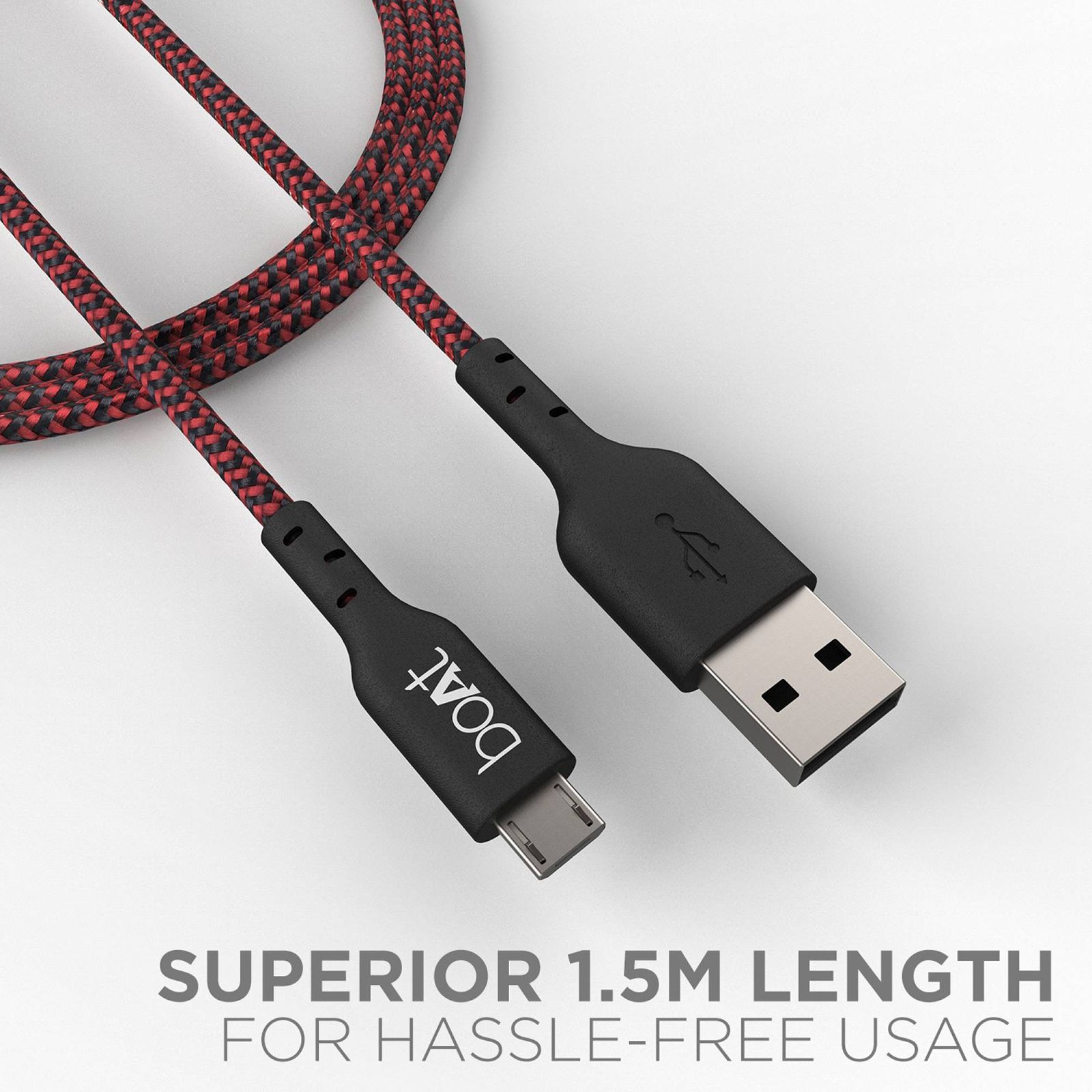 boAt 150 Type A to Micro USB 4.9 Feet (1.5M) Cable (Tangle-free Design, Black & Red)_12