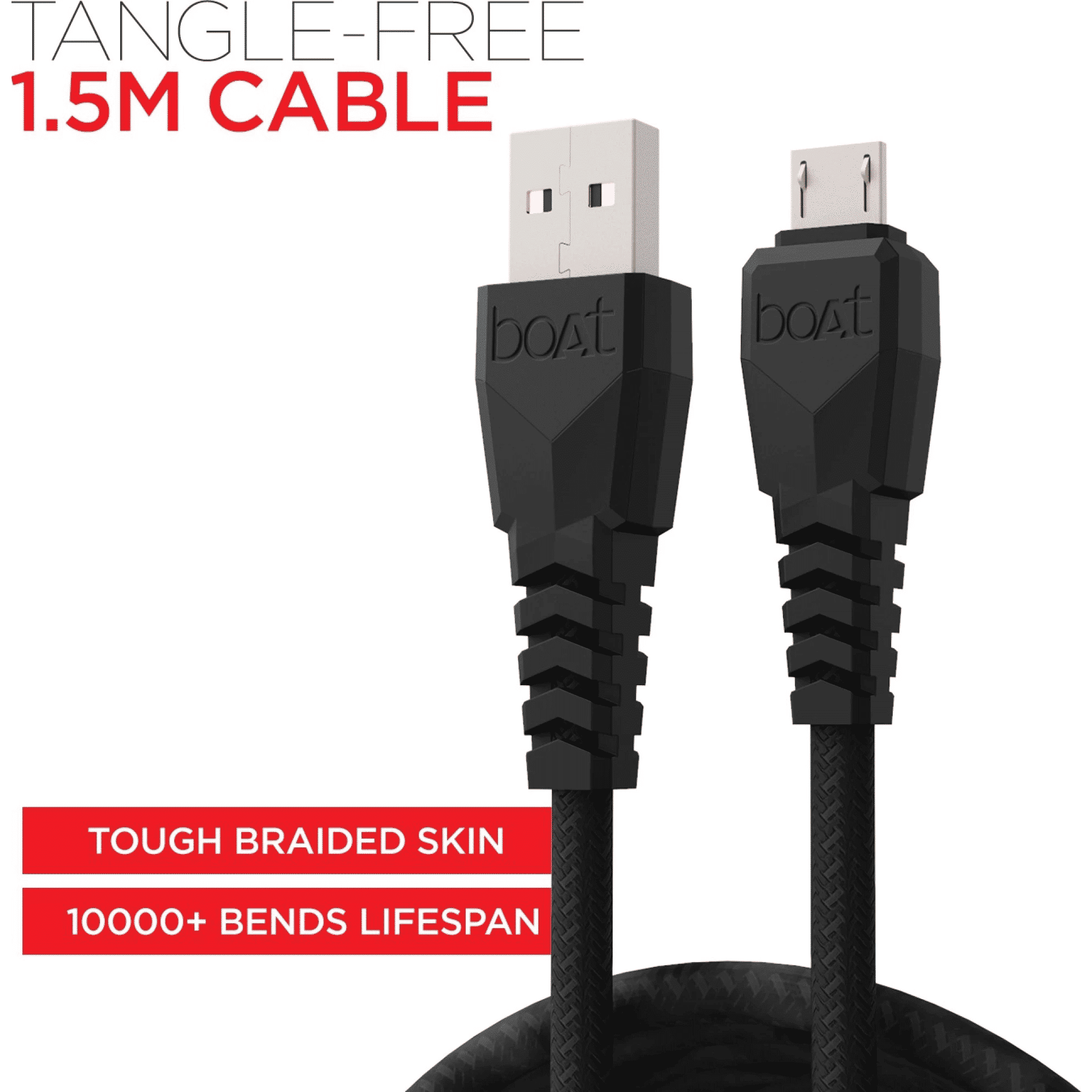 boAt 50 Type A to Micro USB 4.9 Feet (1.5M) Cable (Tangle-free Design, Black)_5