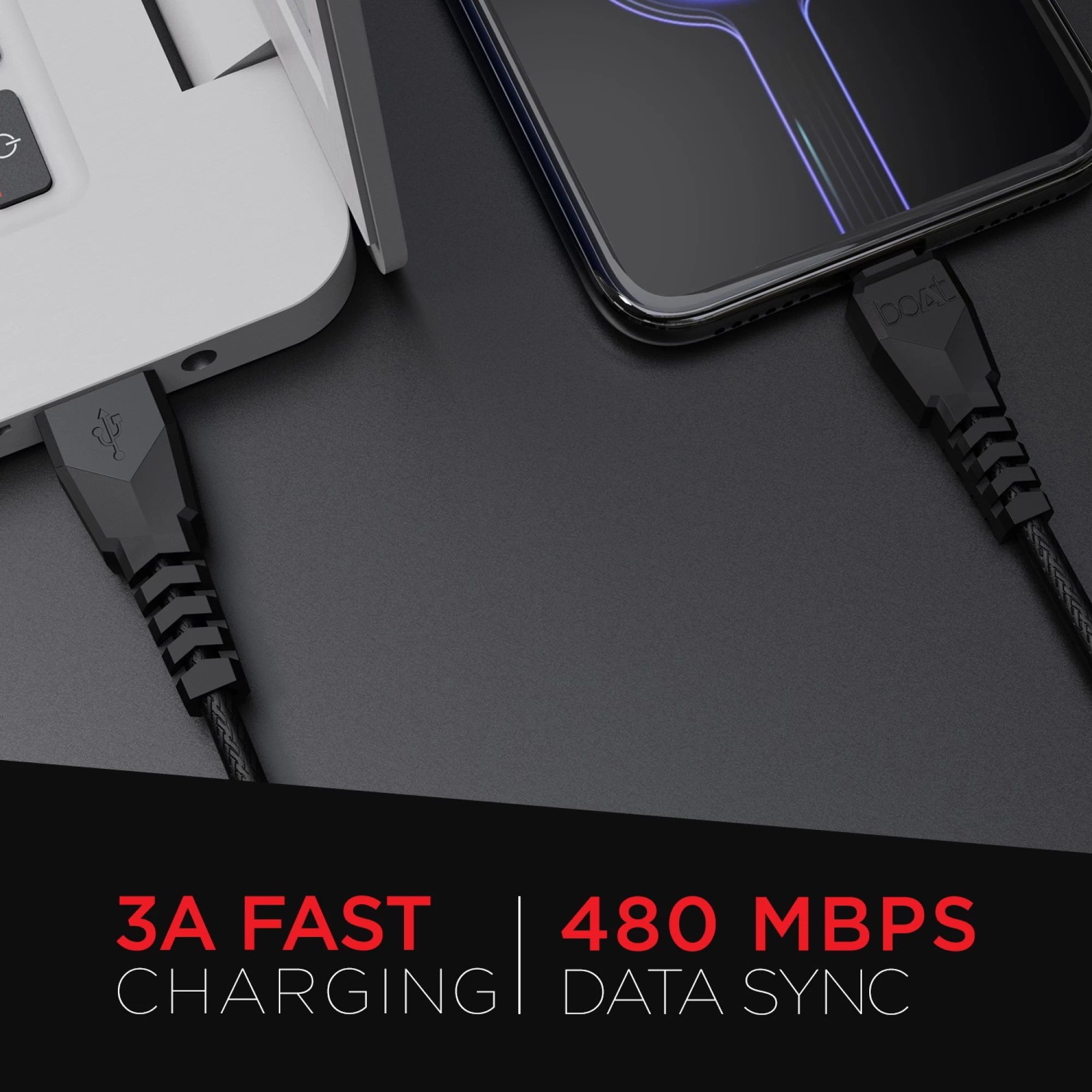 boAt 50 Type A to Micro USB 4.9 Feet (1.5M) Cable (Tangle-free Design, Black)_7