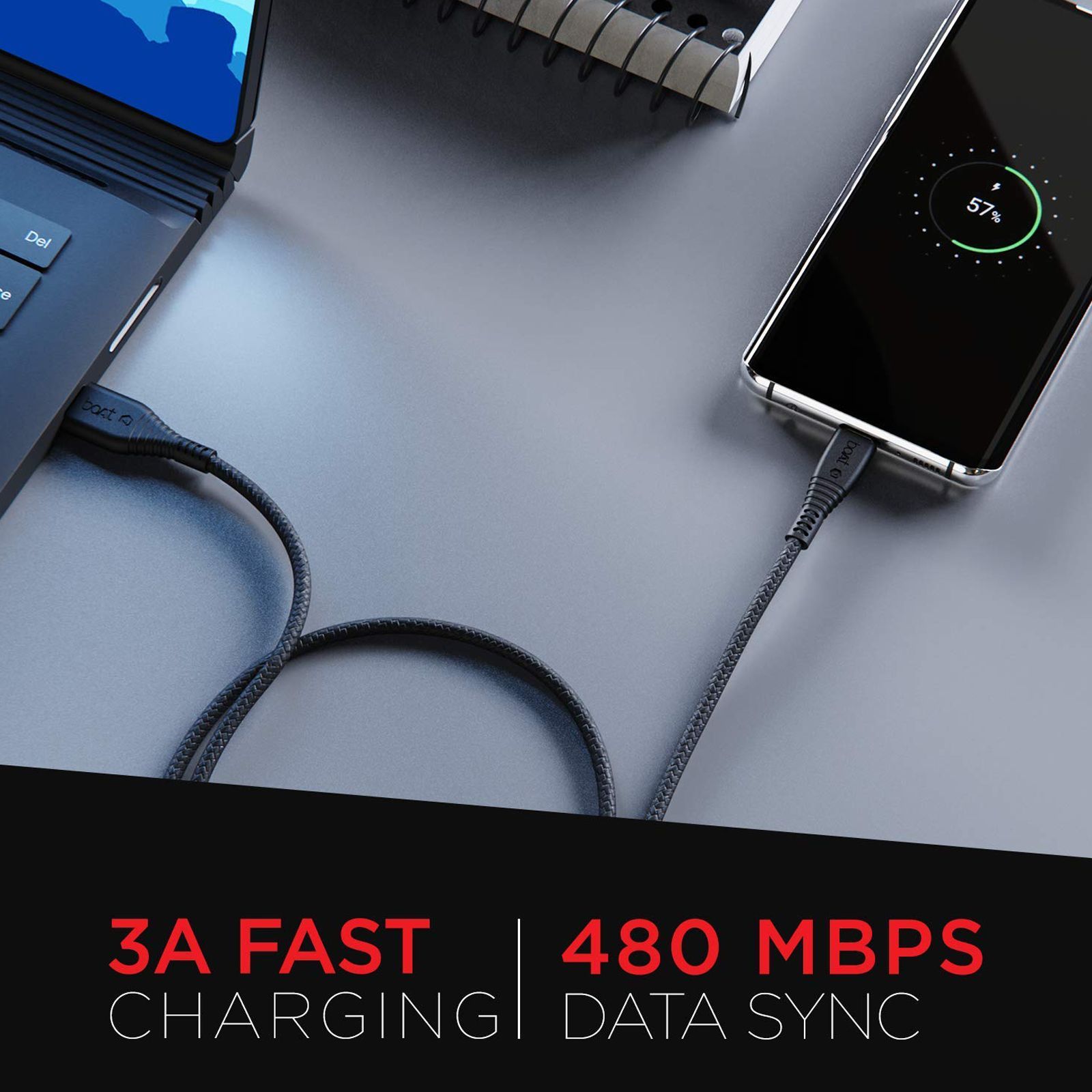 boAt 55 Type A to Micro USB 4.9 Feet (1.5M) Cable (Tangle-free Design, Black)_5