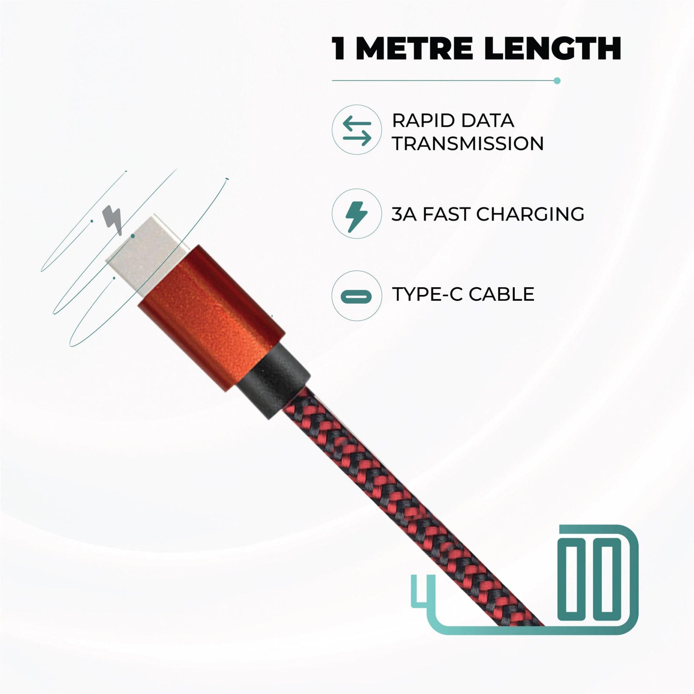 Hammer Type A to Type C 3.3 Feet (1M) Cable (Tangle-free Design, Red) Hammer Type A to Type C 3.3 Feet (1M) Cable (Tangle-free Design, Red)_8