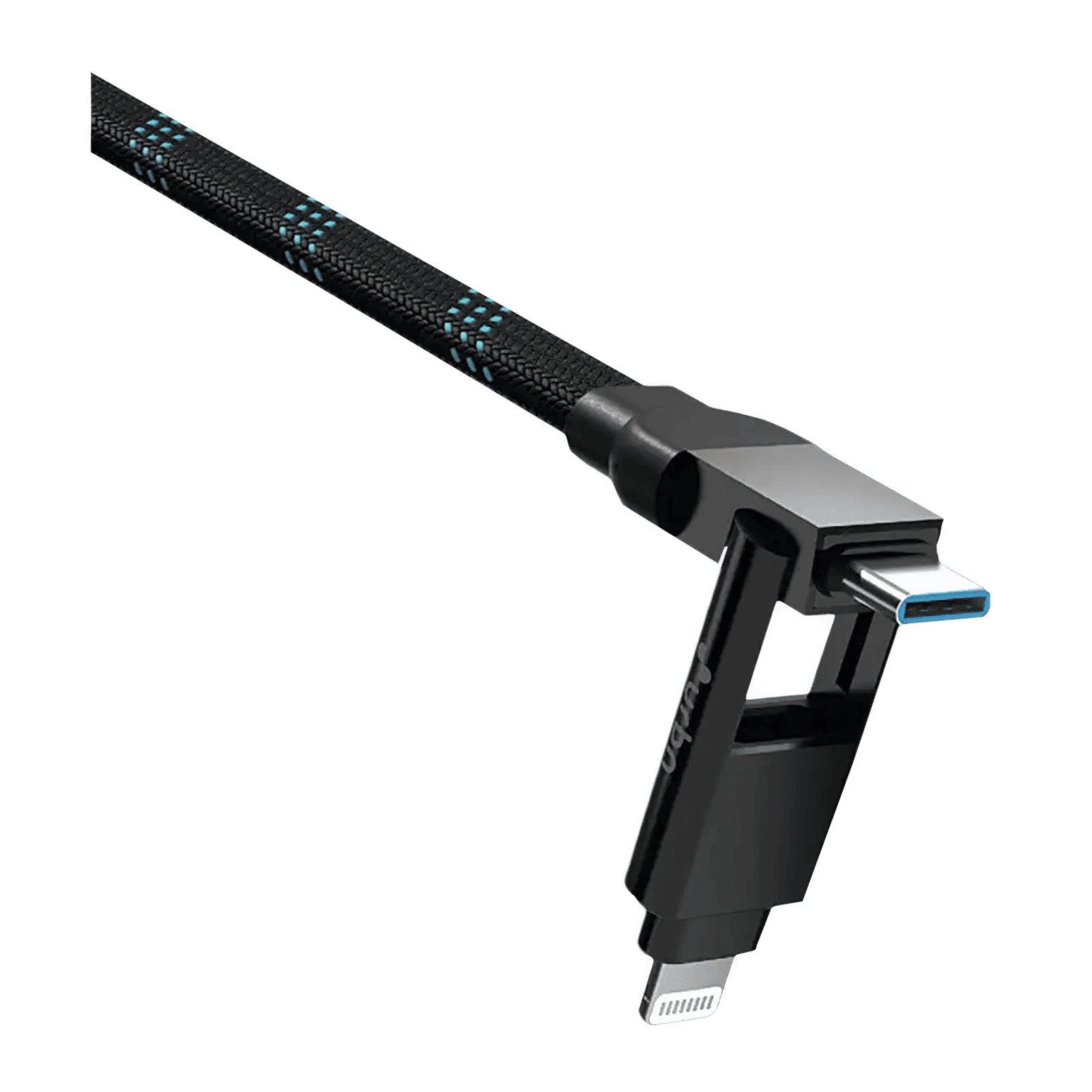 urbn Quad Type A, Type C to Type C, Lightning 1 Feet (0.3M) 4-in-1 Cable (Nylon Braided, Black)_9