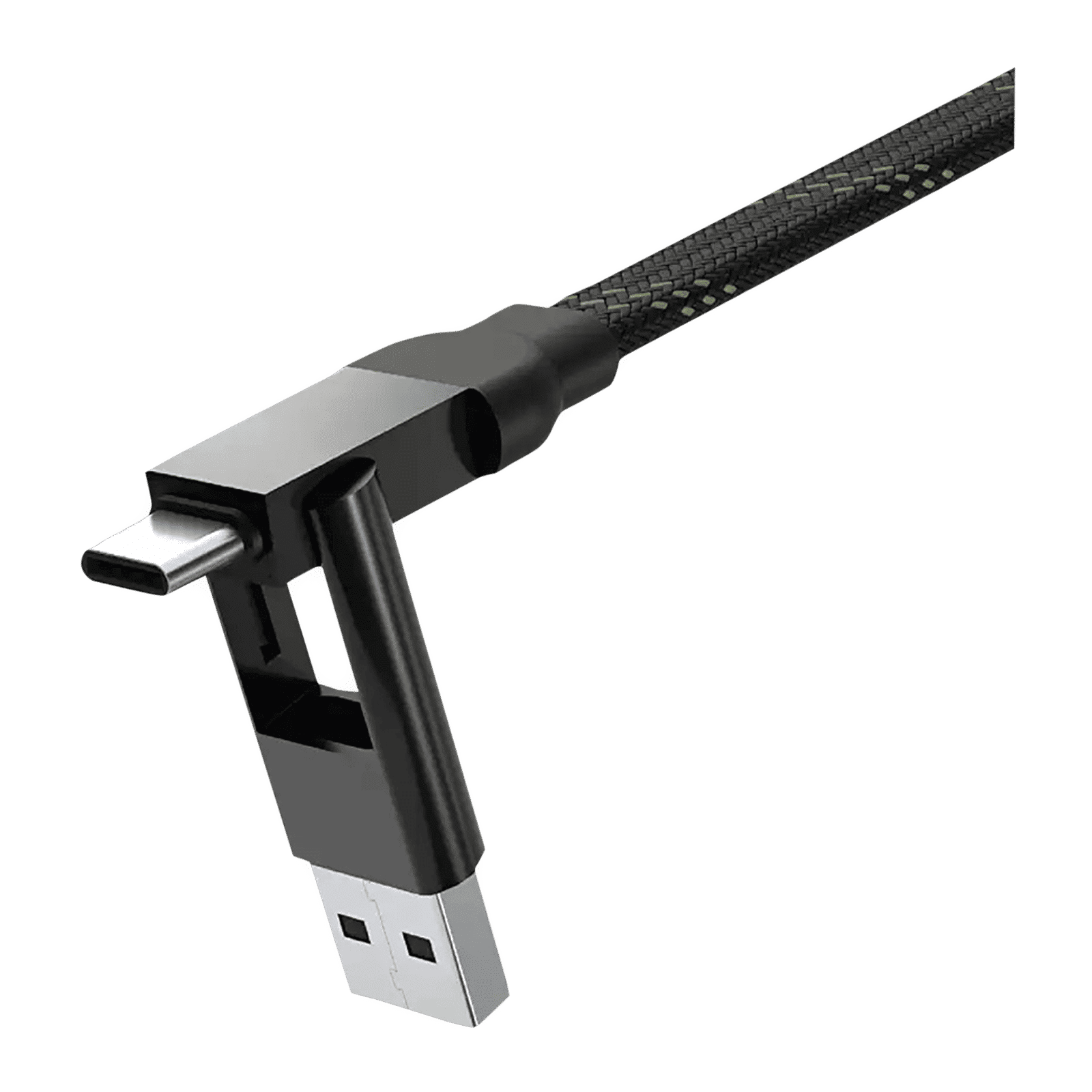 urbn Quad Type A, Type C to Type C, Lightning 1 Feet (0.3M) 4-in-1 Cable (Nylon Braided, Camo Black)_8