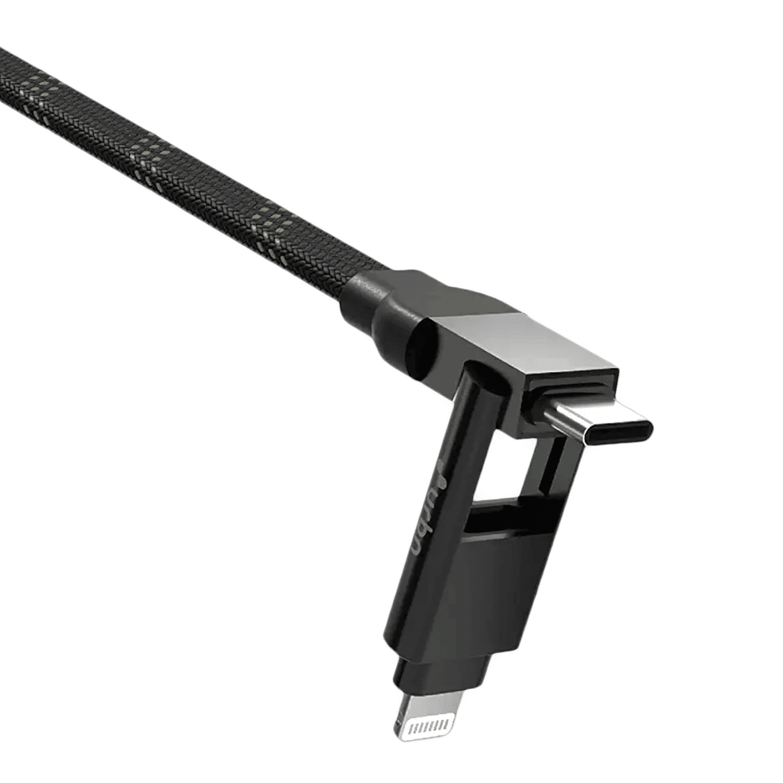 urbn Quad Type A, Type C to Type C, Lightning 1 Feet (0.3M) 4-in-1 Cable (Nylon Braided, Camo Black)_9