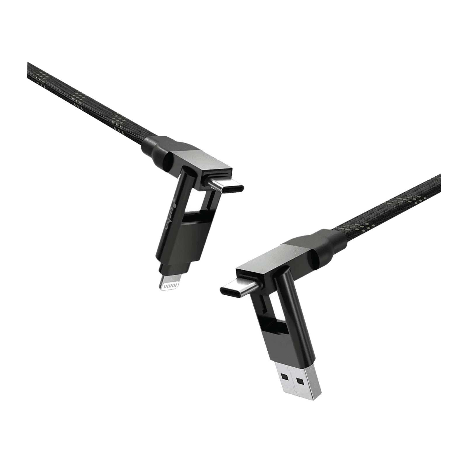 urbn Quad Type A, Type C to Type C, Lightning 1 Feet (0.3M) 4-in-1 Cable (Nylon Braided, Camo Black)_3