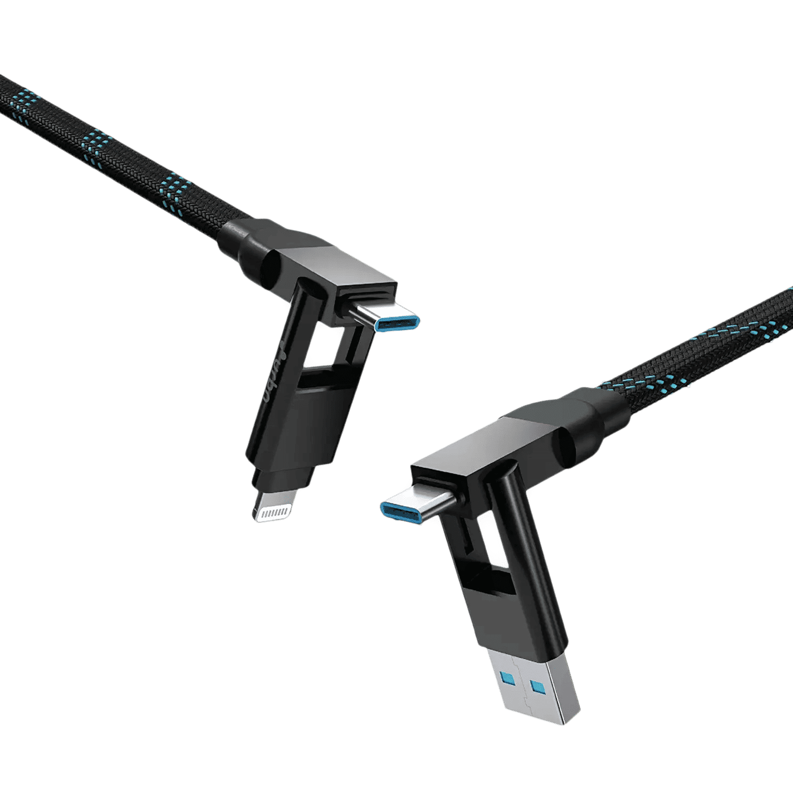 urbn Quad Type A, Type C to Type C, Lightning 3.9 Feet (1.2M) 4-in-1 Cable (Nylon Braided, Black) urbn Quad Type A, Type C to Type C, Lightning 3.9 Feet (1.2M) 4-in-1 Cable (Nylon Braided, Black)_3