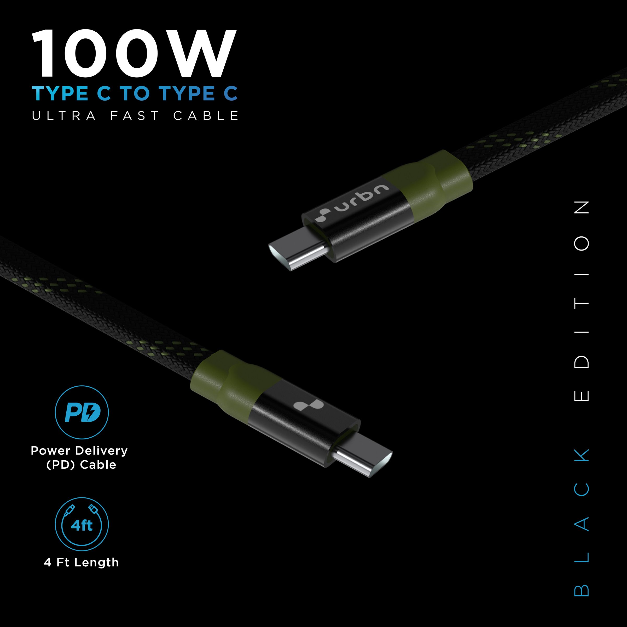 urbn Type C to Type C 3.9 Feet (1.2M) Cable (Nylon Braided, Camo Black) urbn Type C to Type C 3.9 Feet (1.2M) Cable (Nylon Braided, Camo Black)_7