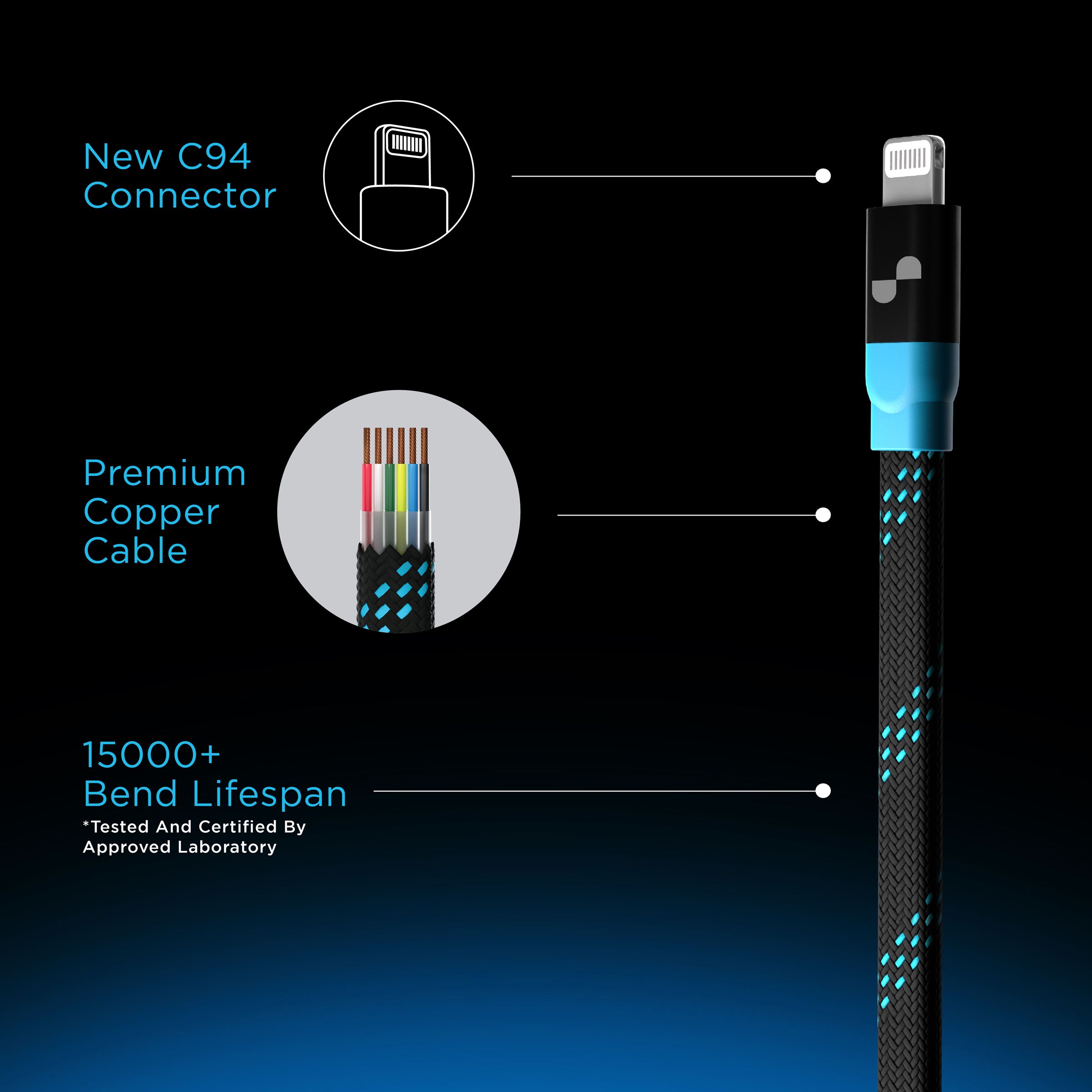 urbn Type C to Lightning 3.9 Feet (1.2M) Cable (Nylon Braided, Black)_6