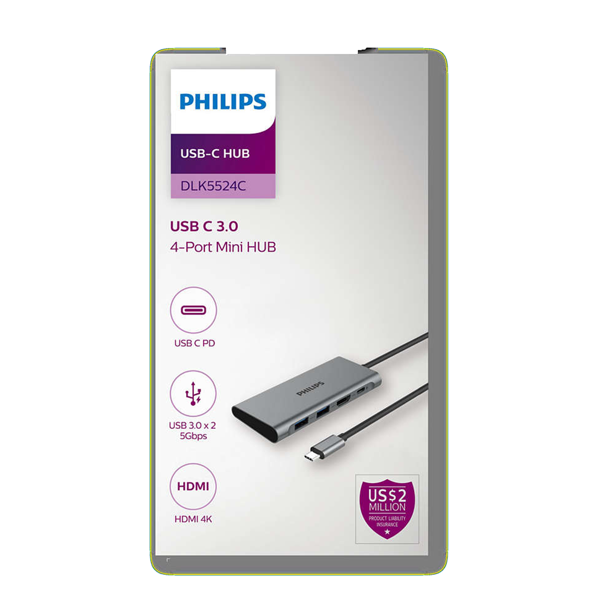 Philips 7-in-1 USB 3.0 Type C to USB 3.0 Type A, USB Type C, SD Card Slot, TF Card Reader, HDMI Type A USB Hub (5 Gbps Data Transfer Rate, Grey) Philips 7-in-1 USB 3.0 Type C to USB 3.0 Type A, USB Type C, SD Card Slot, TF Card Reader, HDMI Type A USB Hub (5 Gbps Data Transfer Rate, Grey)_7