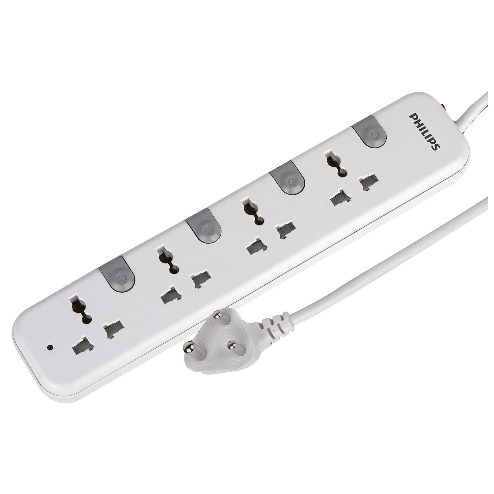 PHILIPS 10 Amps 4 Sockets Spike Guard With Individual Switch (1.4 Meters, Child Safety Shutter, CHP3441W/94, White) PHILIPS 10 Amps 4 Sockets Spike Guard With Individual Switch (1.4 Meters, Child Safety Shutter, CHP3441W/94, White)_1