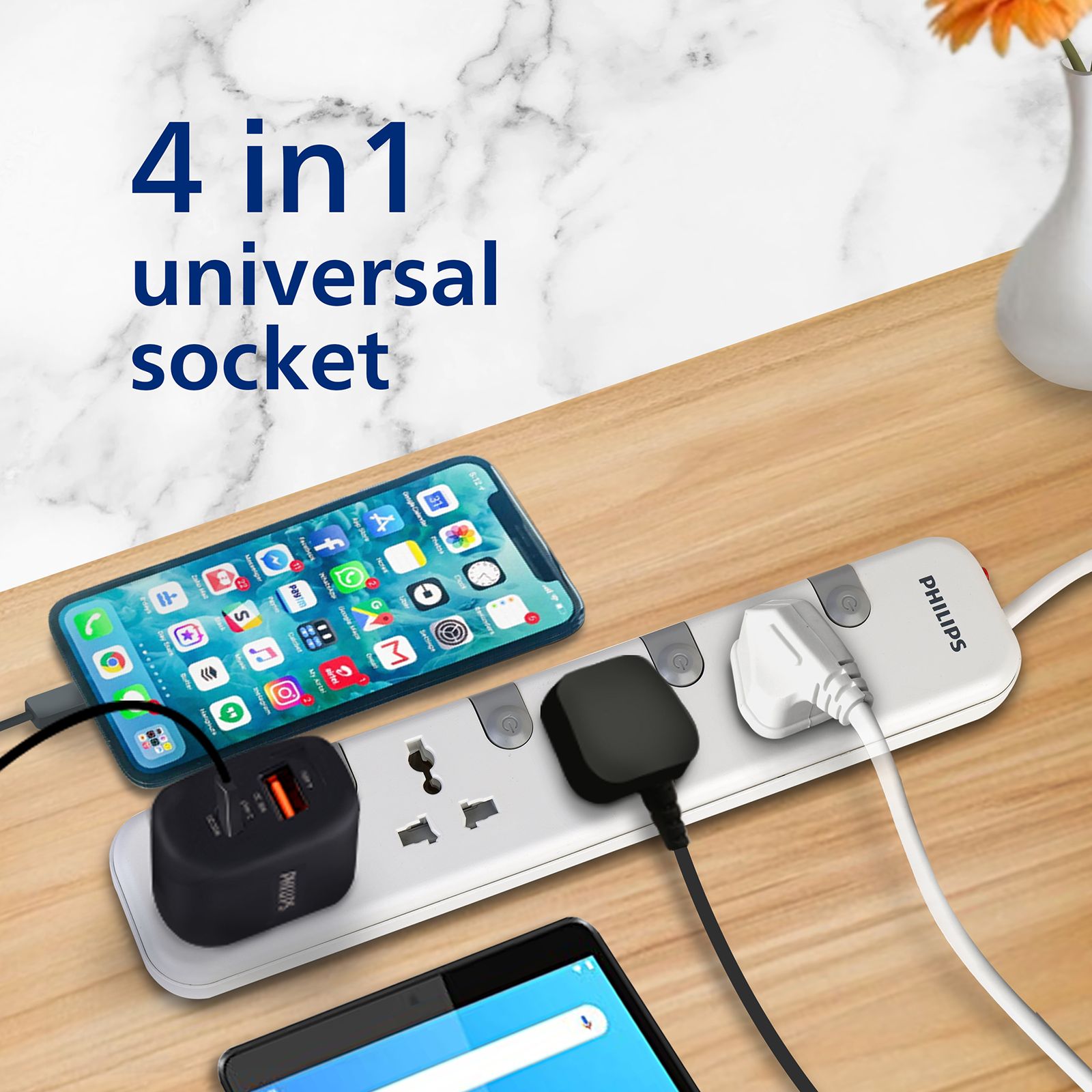 PHILIPS 10 Amps 4 Sockets Spike Guard With Individual Switch (1.4 Meters, Child Safety Shutter, CHP3441W/94, White) PHILIPS 10 Amps 4 Sockets Spike Guard With Individual Switch (1.4 Meters, Child Safety Shutter, CHP3441W/94, White)_6