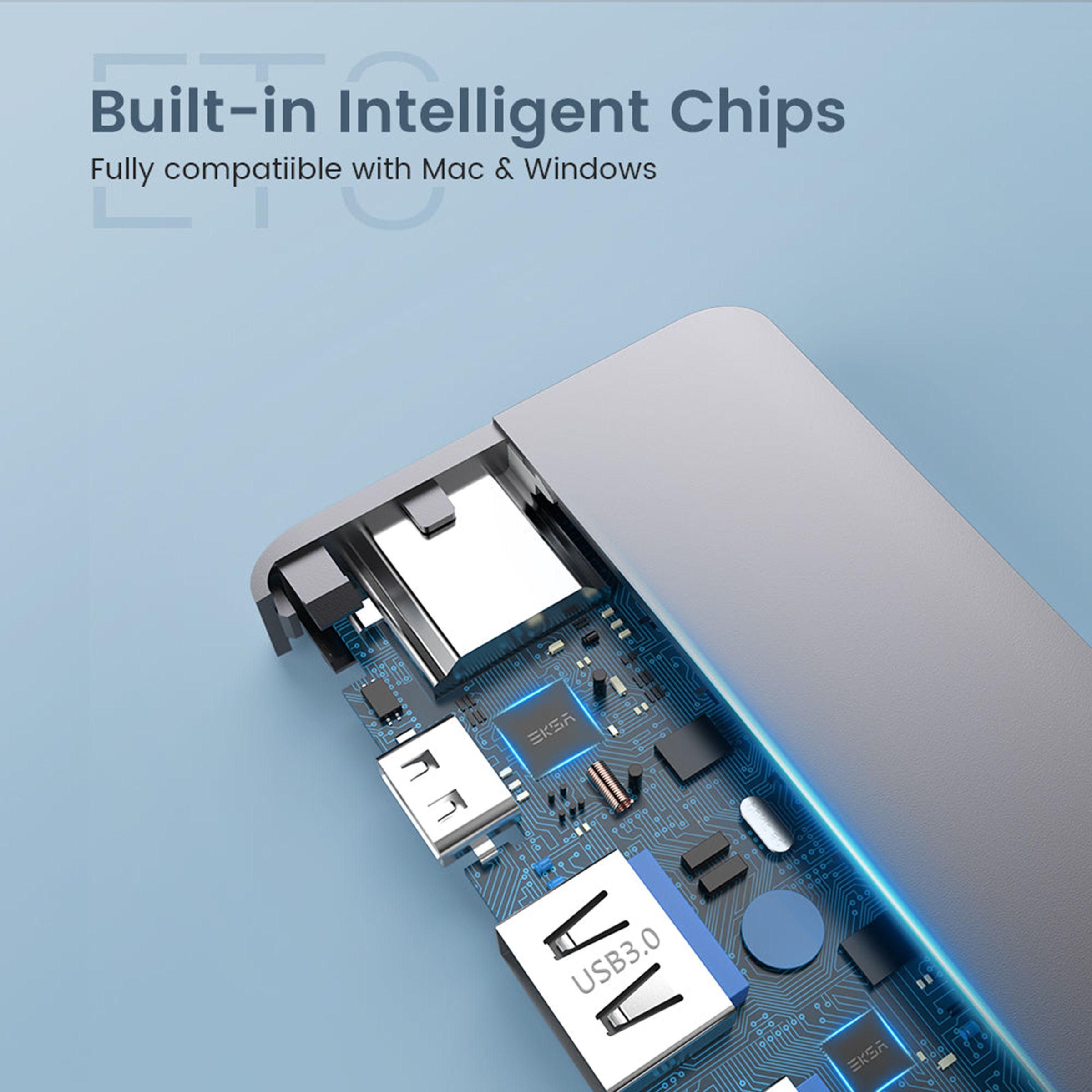 EKSA USB (Type-C) to USB 3.0 Multi-Port Hub (7-in-2, ET8, Grey) EKSA USB (Type-C) to USB 3.0 Multi-Port Hub (7-in-2, ET8, Grey)_5