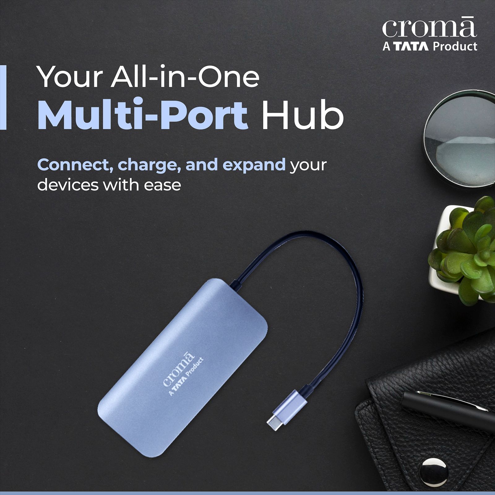 Croma USB 3.0 Type C to USB 3.0 Type C, USB 3.0 Type A, RJ45, HDMI Type A Multi-Port Hub (5 Gbps Data Transfer Rate, Grey)_7