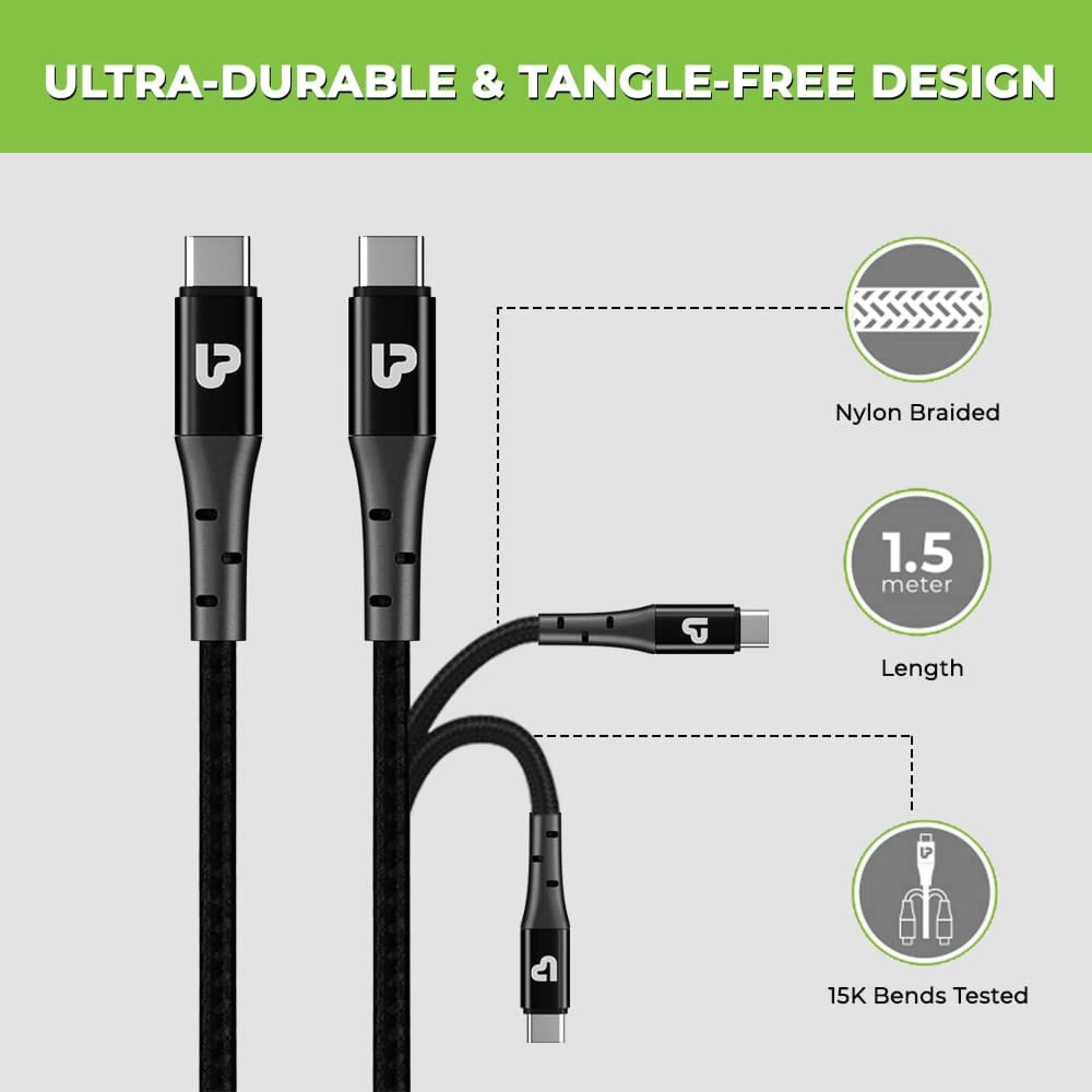 ultraprolink Zoom Type C to Type C 4.95 Feet (1.5 M) Cable (Tangle-free Design, Black)_2