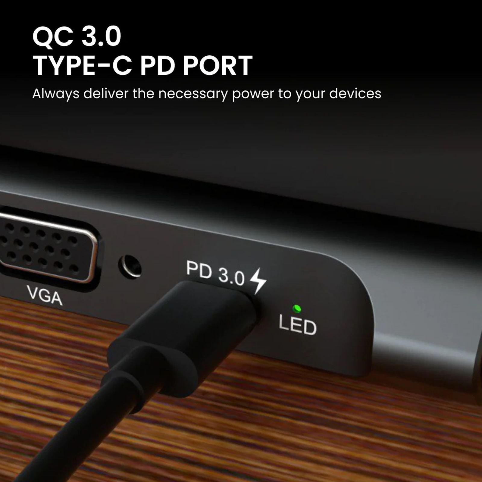 PORTRONICS Mport 13C 13-in-1 USB 3.0 Type C to USB 3.0 Type A, USB Type C, VGA, USB 3.0 Type C PD, RJ45, HDMI 4K, SD Card, TF Card Slot, 3.5mm Stereo Multi Utility Hub (Quick Charge 3.0, Grey)_6