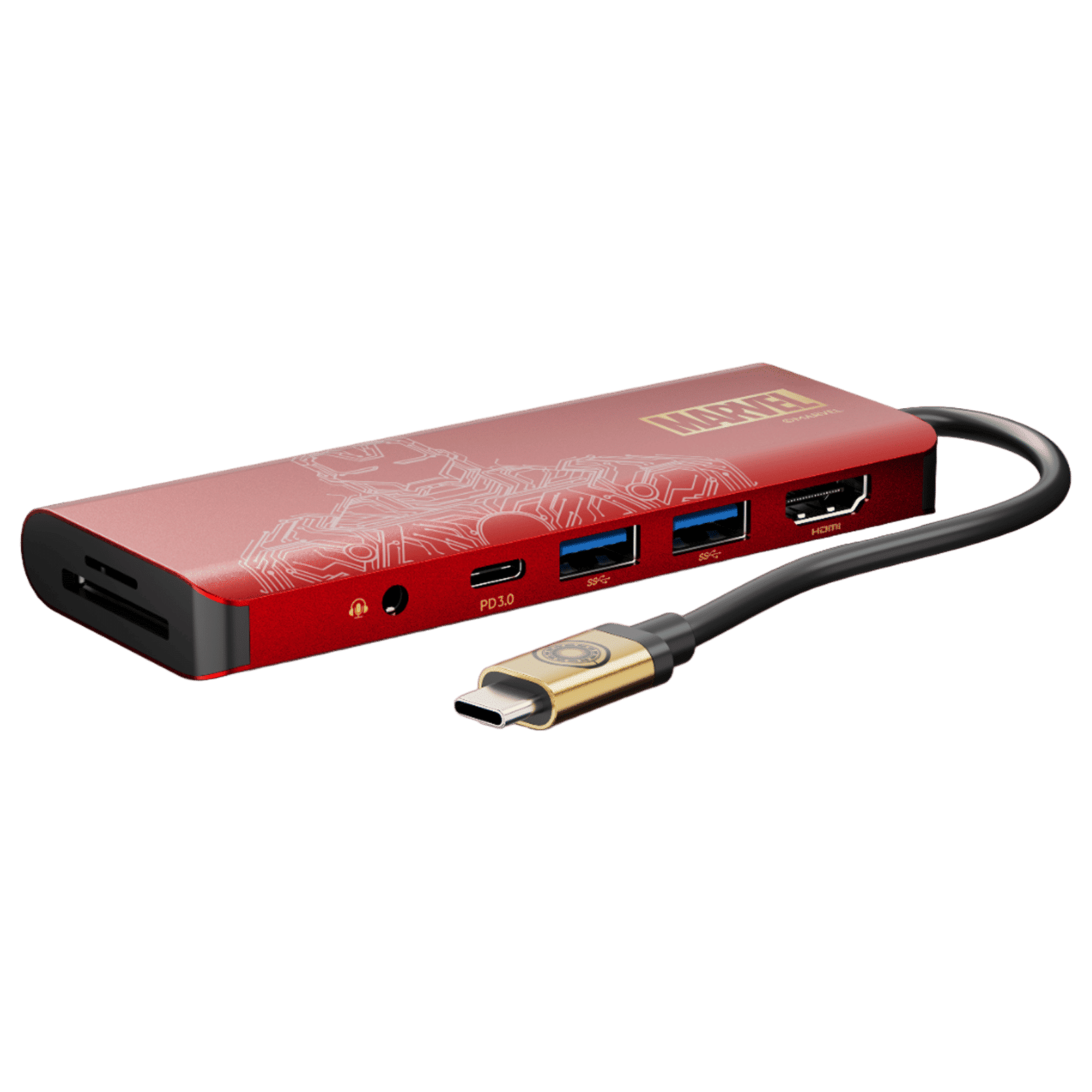 belkin Ironman 7-in-1 USB Type C to HDMI, USB Type A, USB Type C, MicroSD Card Slot, 3.5mm Audio Jack and SD Card Slot Multi-Port Hub (4K Connect, Red)_5