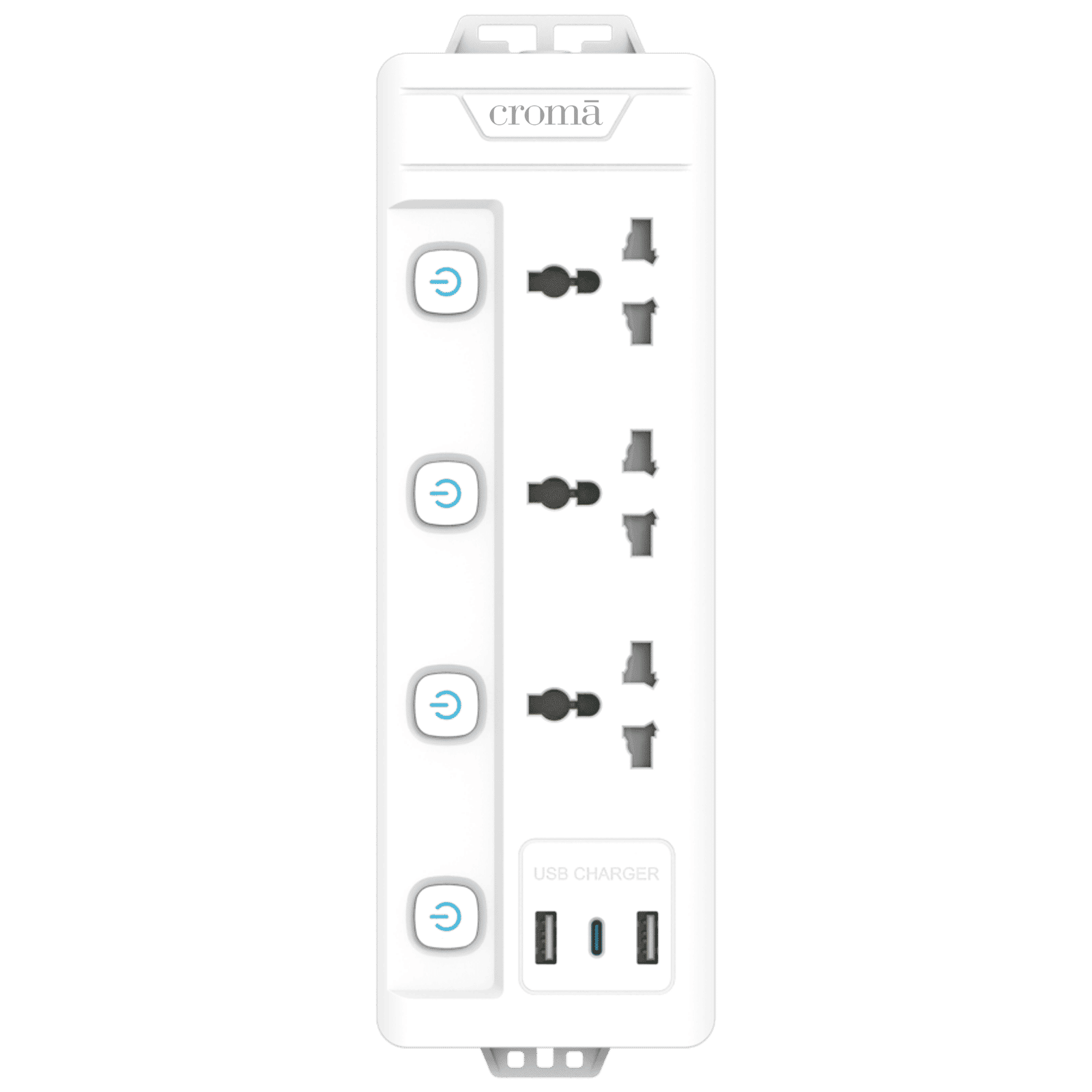 Croma 6 Amps 3 Sockets Surge Protector with Individual Switch (2 Meters, Child Safety Shutters, CRSP3WYSPA266201, White) Croma 6 Amps 3 Sockets Surge Protector with Individual Switch (2 Meters, Child Safety Shutters, CRSP3WYSPA266201, White)_2
