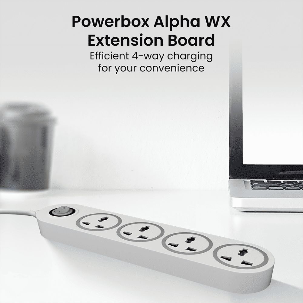 Crompton Powerbox Alpha WX 6 Amps 4 Sockets Extention Board (2 Meters, Single Power Switch, LEDPBALPHAWX, White)_2