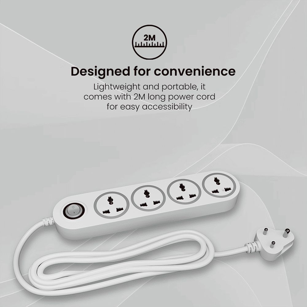 Crompton Powerbox Alpha WX 6 Amps 4 Sockets Extention Board (2 Meters, Single Power Switch, LEDPBALPHAWX, White)_3