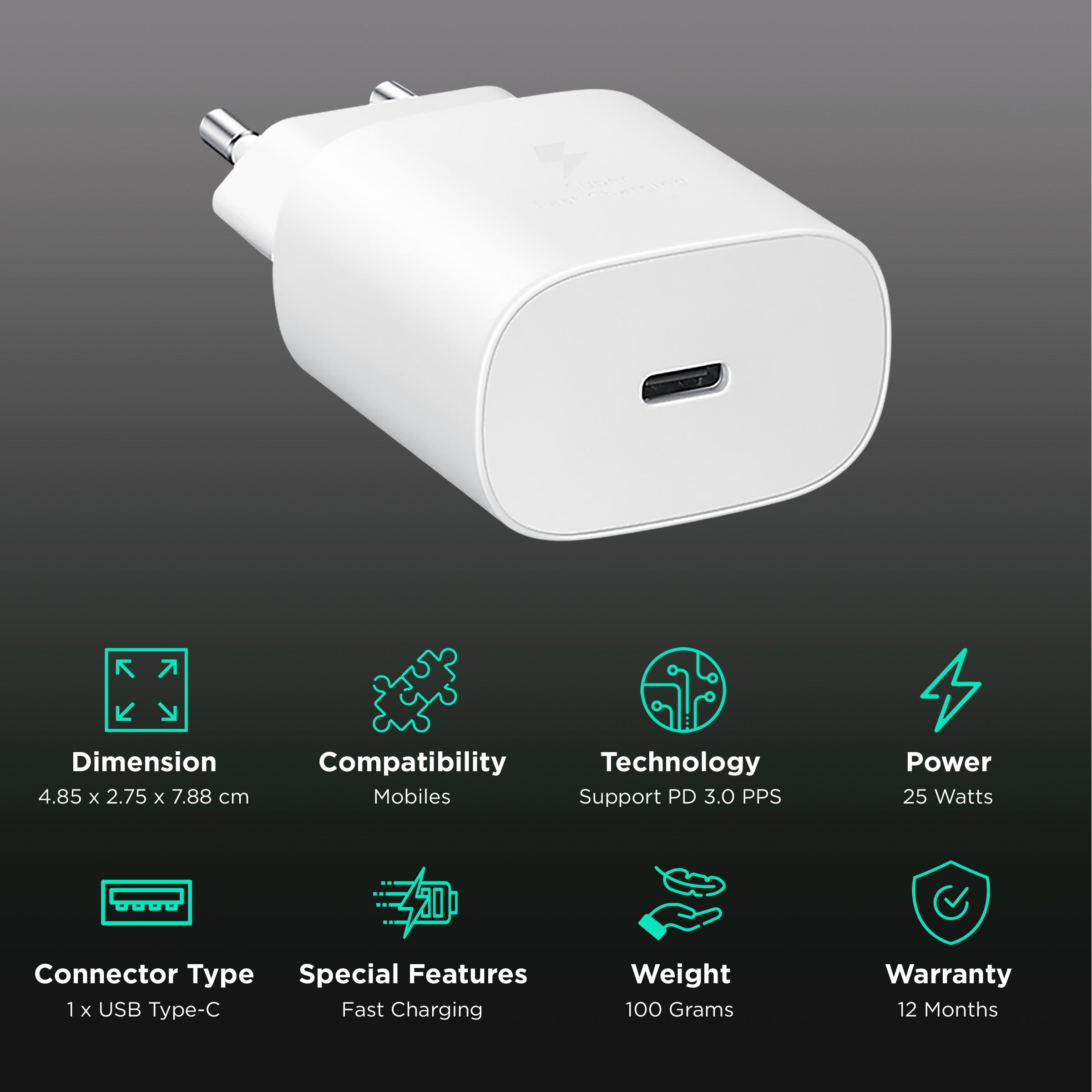 SAMSUNG 25W Type C Fast Charger (Adapter Only, Support PD 3.0 PPS, White) SAMSUNG 25W Type C Fast Charger (Adapter Only, Support PD 3.0 PPS, White)_2