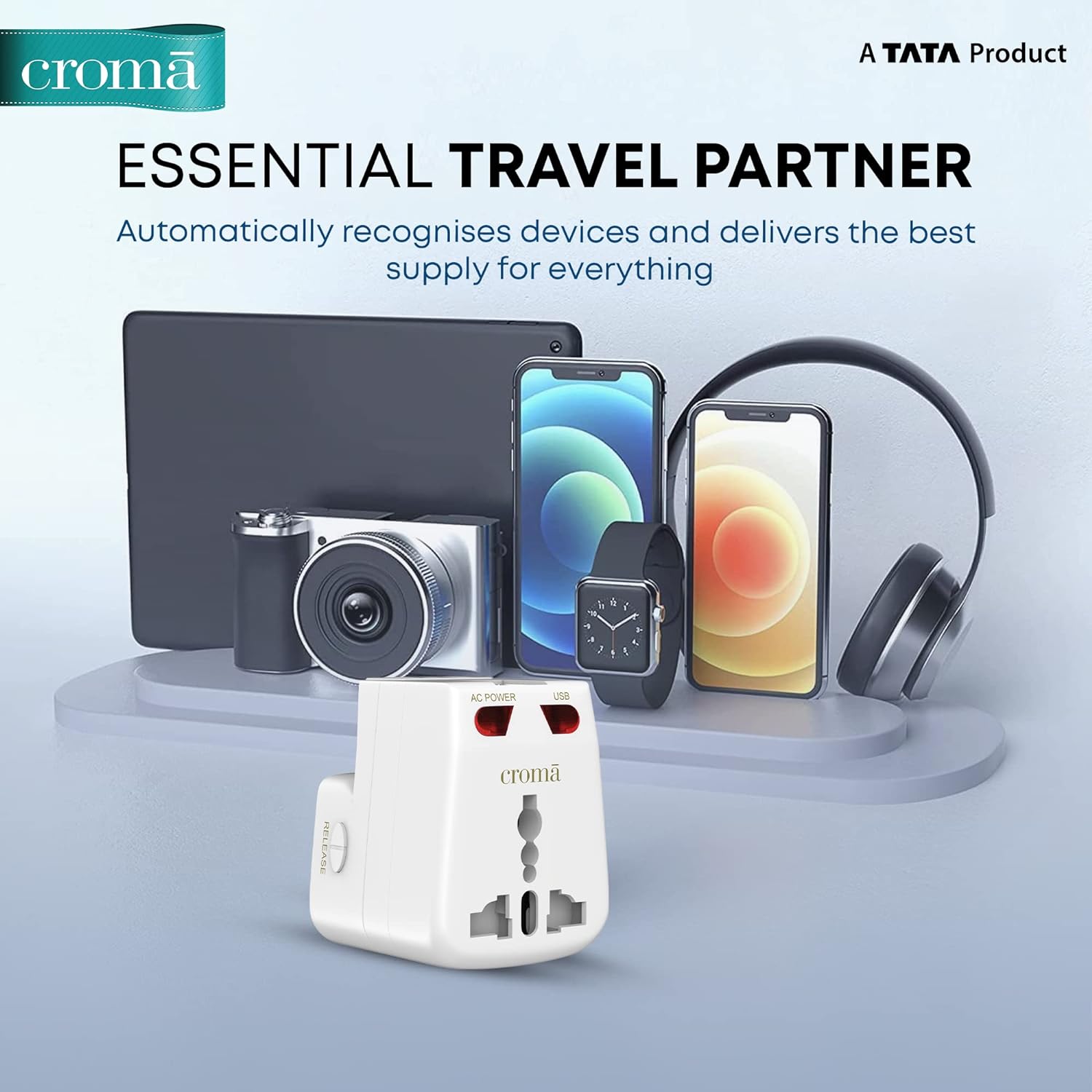 Croma Type A 2-Port Charger (Adapter Only, LED Indicator, White)_7