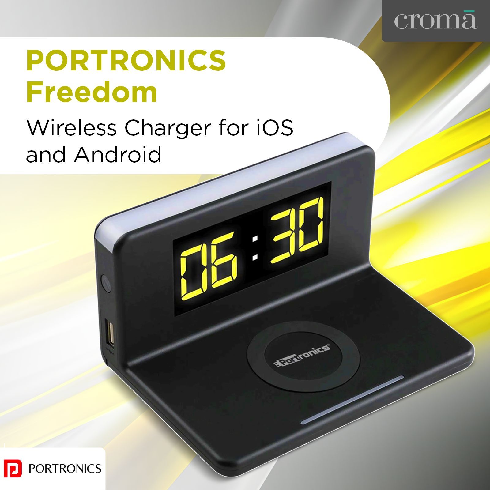 PORTRONICS Freedom Wireless Charger for iOS and Android (Qi Certified, Over Voltage Protection, Black)_2
