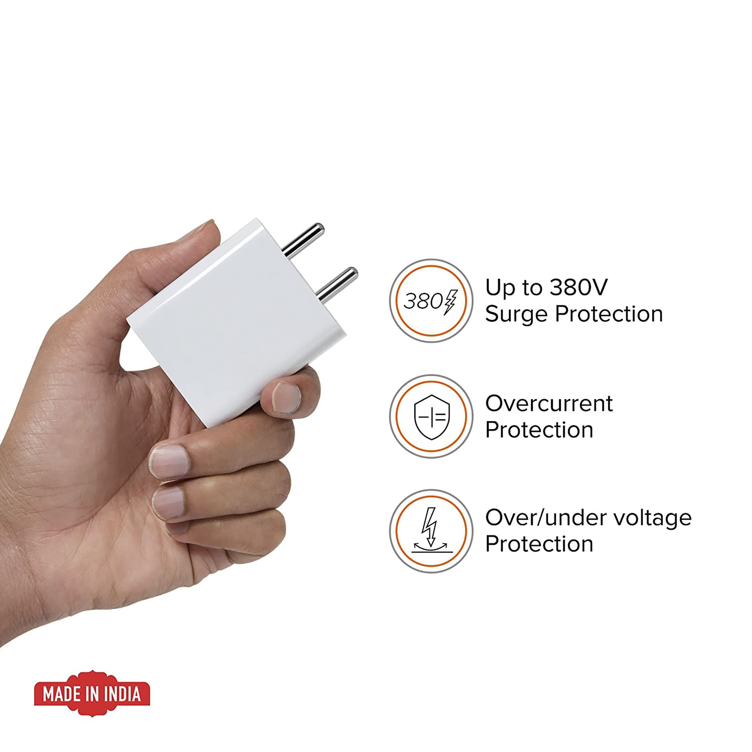 Mi SonicCharge 2. 33W Type A Fast Charger (Type A to Type C Cable, Qualcomm Quick Charge 3., White)_12