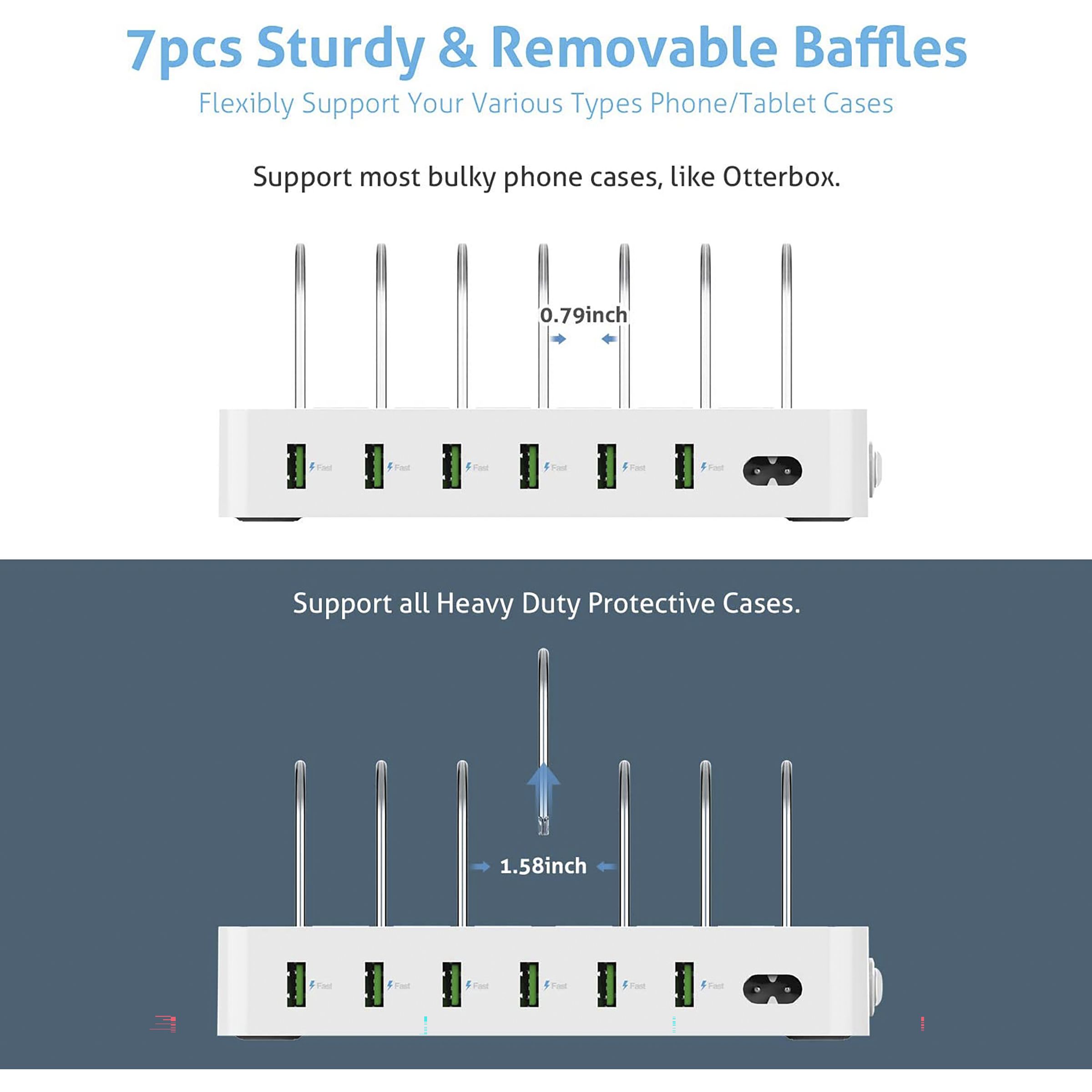 Soopii 50W Type A 6-Port Fast Charging Station (Type A to Type C, Type A to Micro USB & Type A to Lightning Cable, VoltageBoost Technology, White)_3