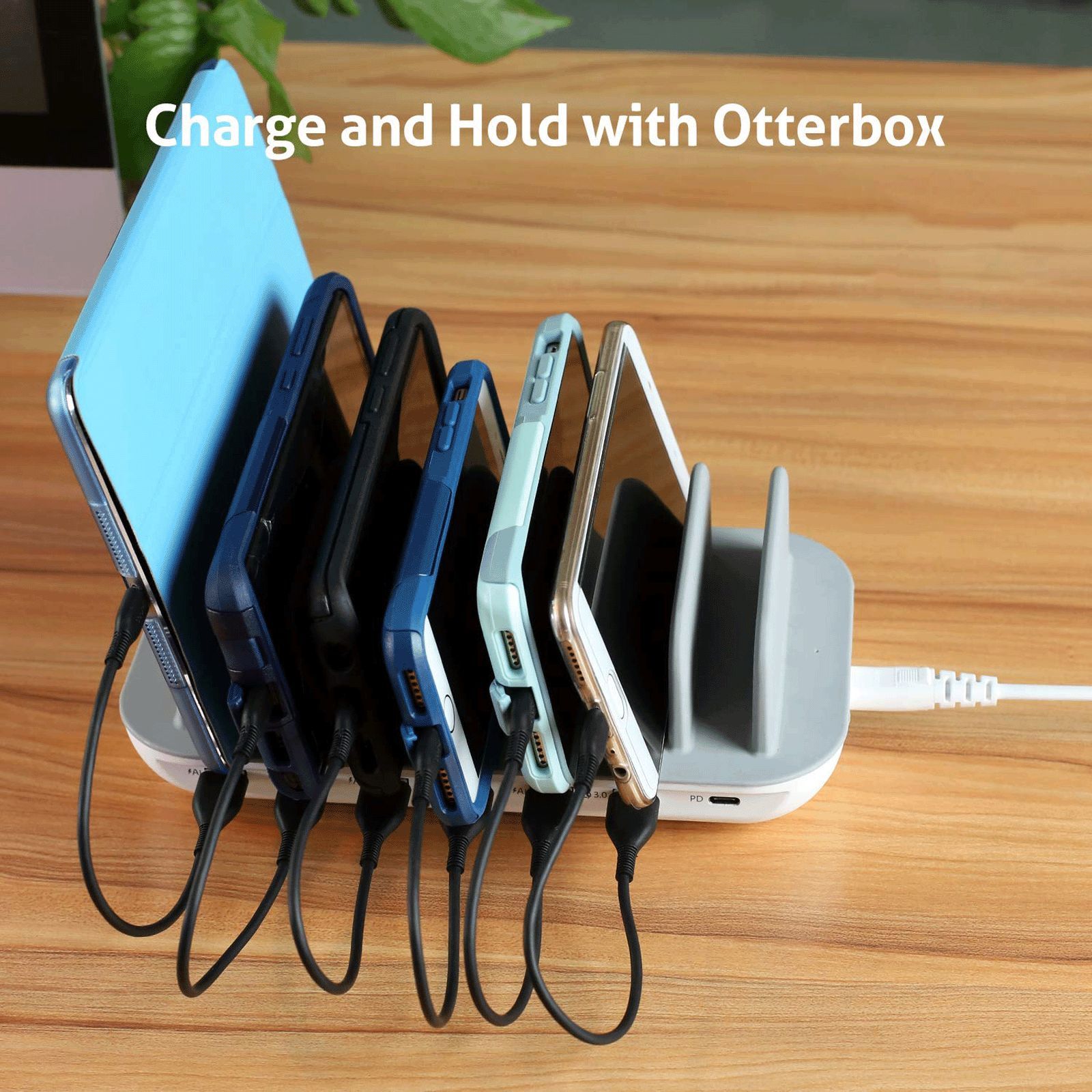 Soopii 70W Type A & Type C 7-Port Fast Charging Station (Type A to Type C, Type A to Micro USB & Type A to Lightning Cable, Quick Charge 3.0, White)_6