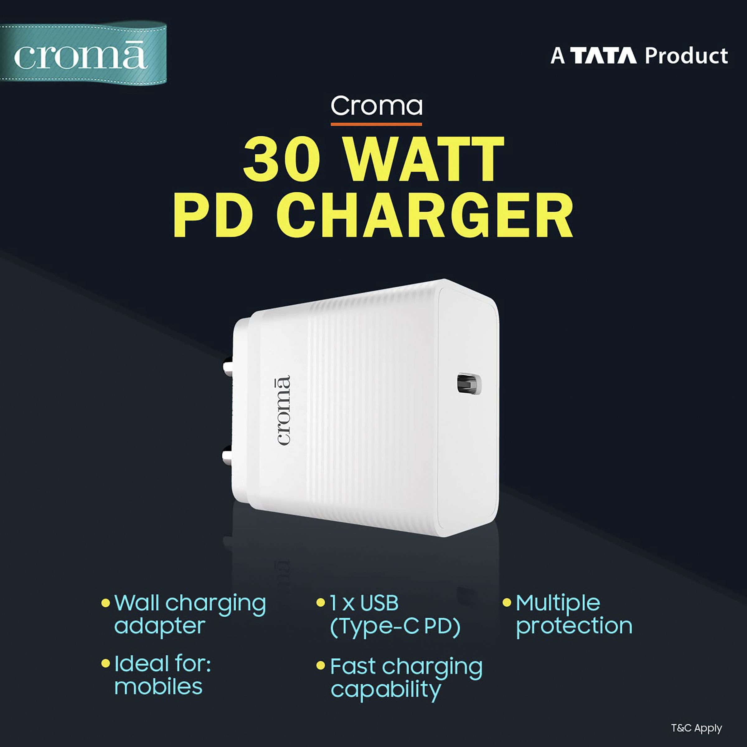 Croma 30W Type C Fast Charger (Adapter Only, Multiple Protection, White) Croma 30W Type C Fast Charger (Adapter Only, Multiple Protection, White)_7