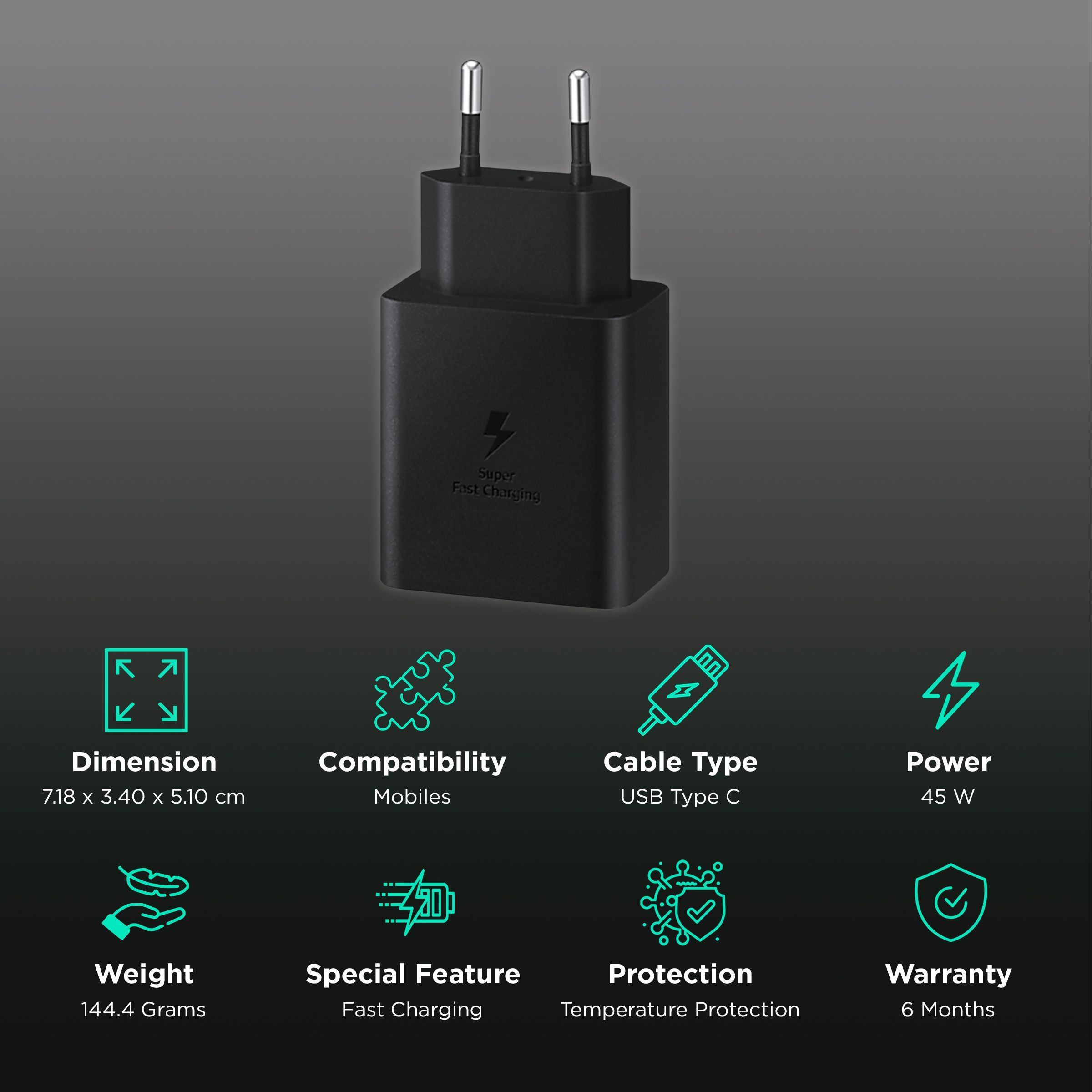 SAMSUNG 45W Type A Fast Charger (Type C to Type C, Short Circuit Control, Black) SAMSUNG 45W Type A Fast Charger (Type C to Type C, Short Circuit Control, Black)_2