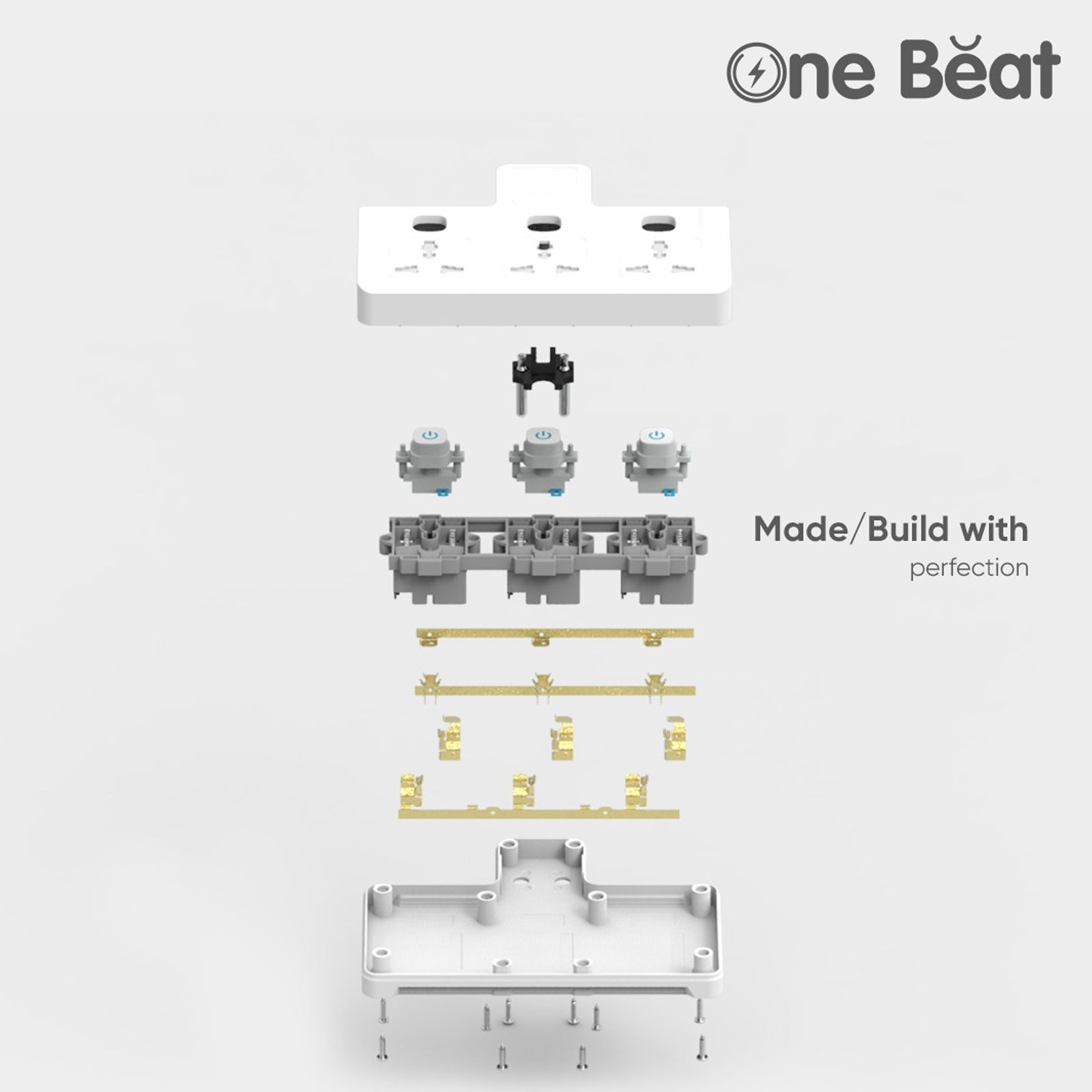 One Beat Wall 3 Sockets Surge Protector (LED Indicator, OB-203, White) One Beat Wall 3 Sockets Surge Protector (LED Indicator, OB-203, White)_2