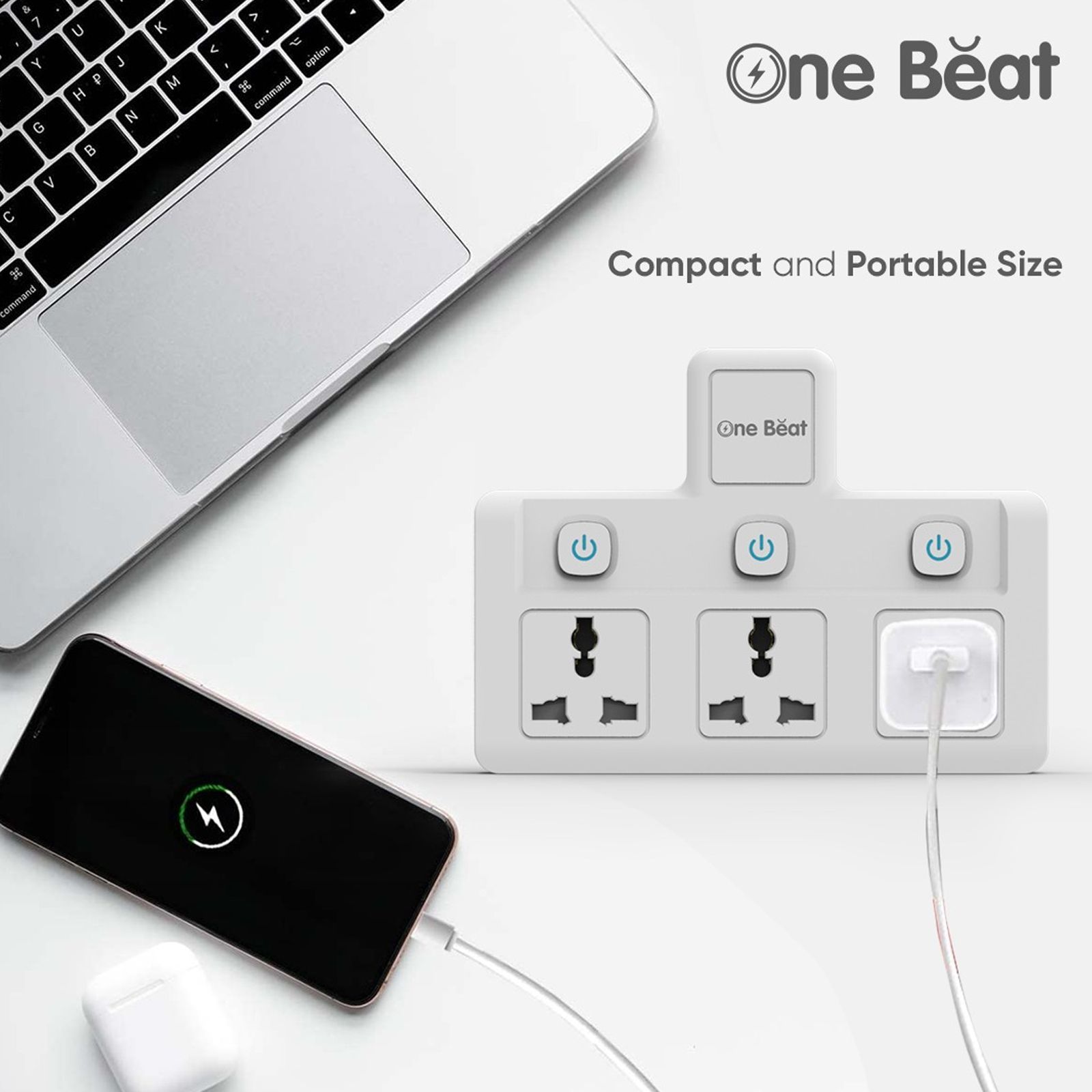 One Beat Wall 3 Sockets Surge Protector (LED Indicator, OB-203, White) One Beat Wall 3 Sockets Surge Protector (LED Indicator, OB-203, White)_3