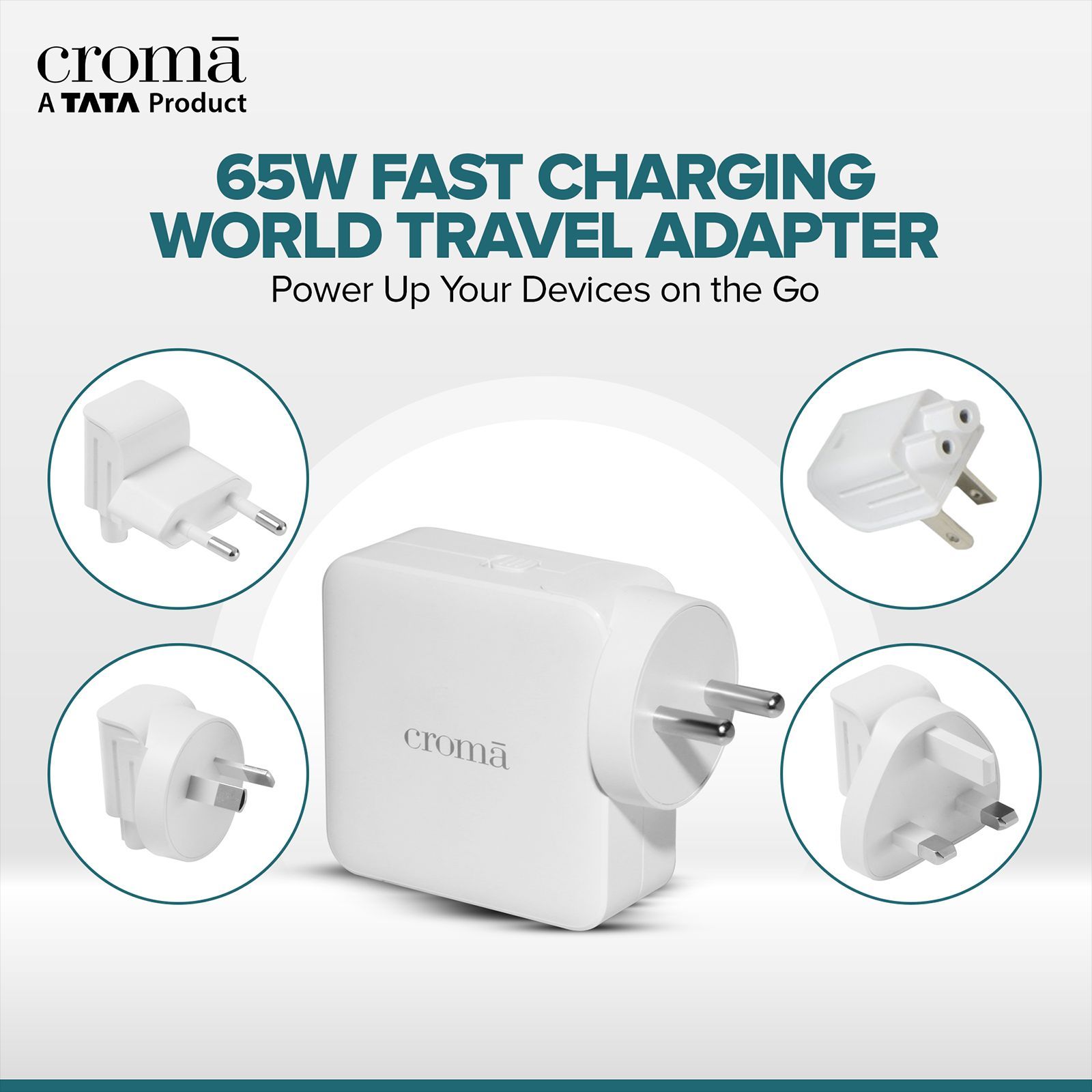 Croma 65W Type C 2-Port Fast Charger (Adapter Only, Advance GaN Technology, White)_9