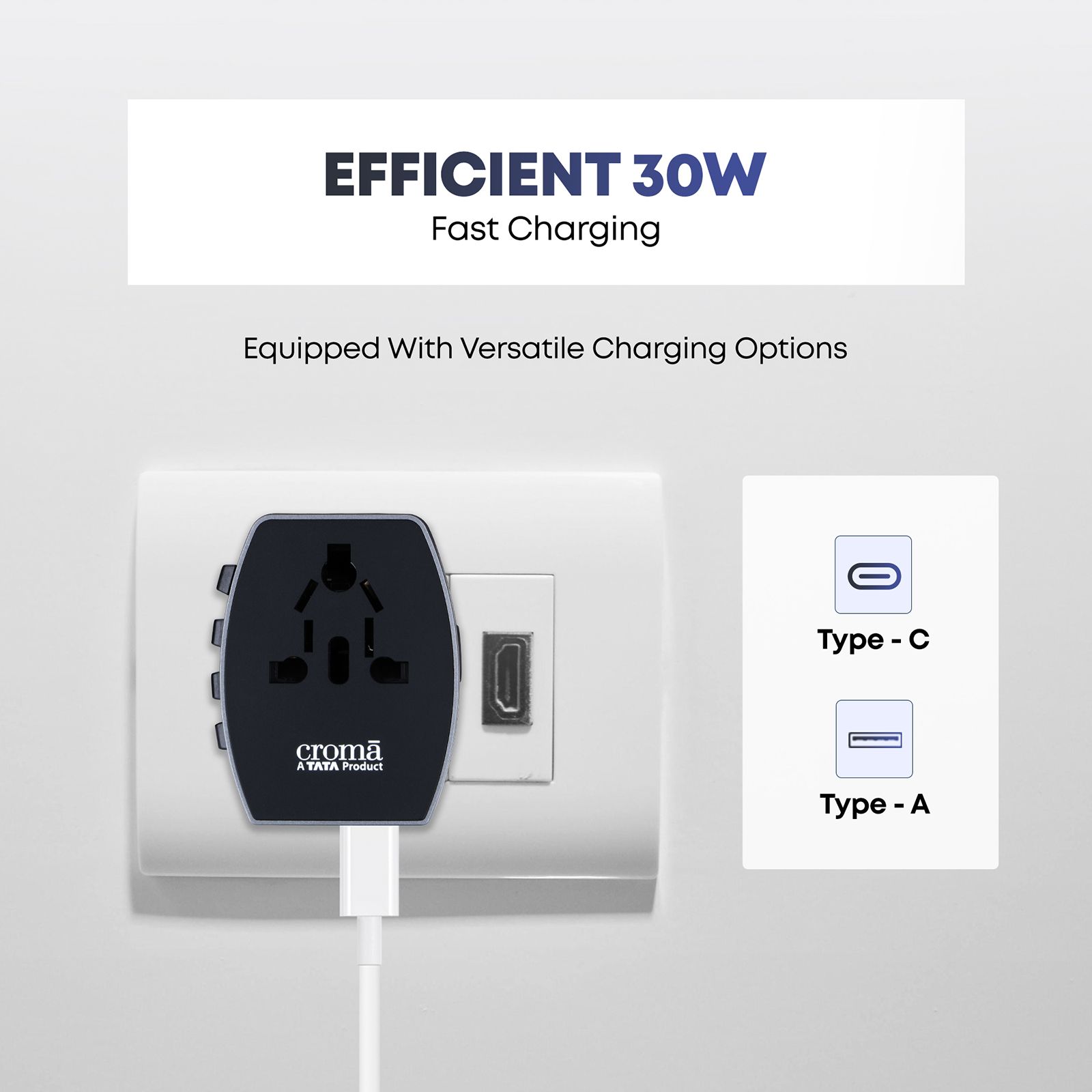 Croma 4 Plugs 150 Countries Travel Adapter (Over Current Protection, CRST30WUTA014802, Black)_11