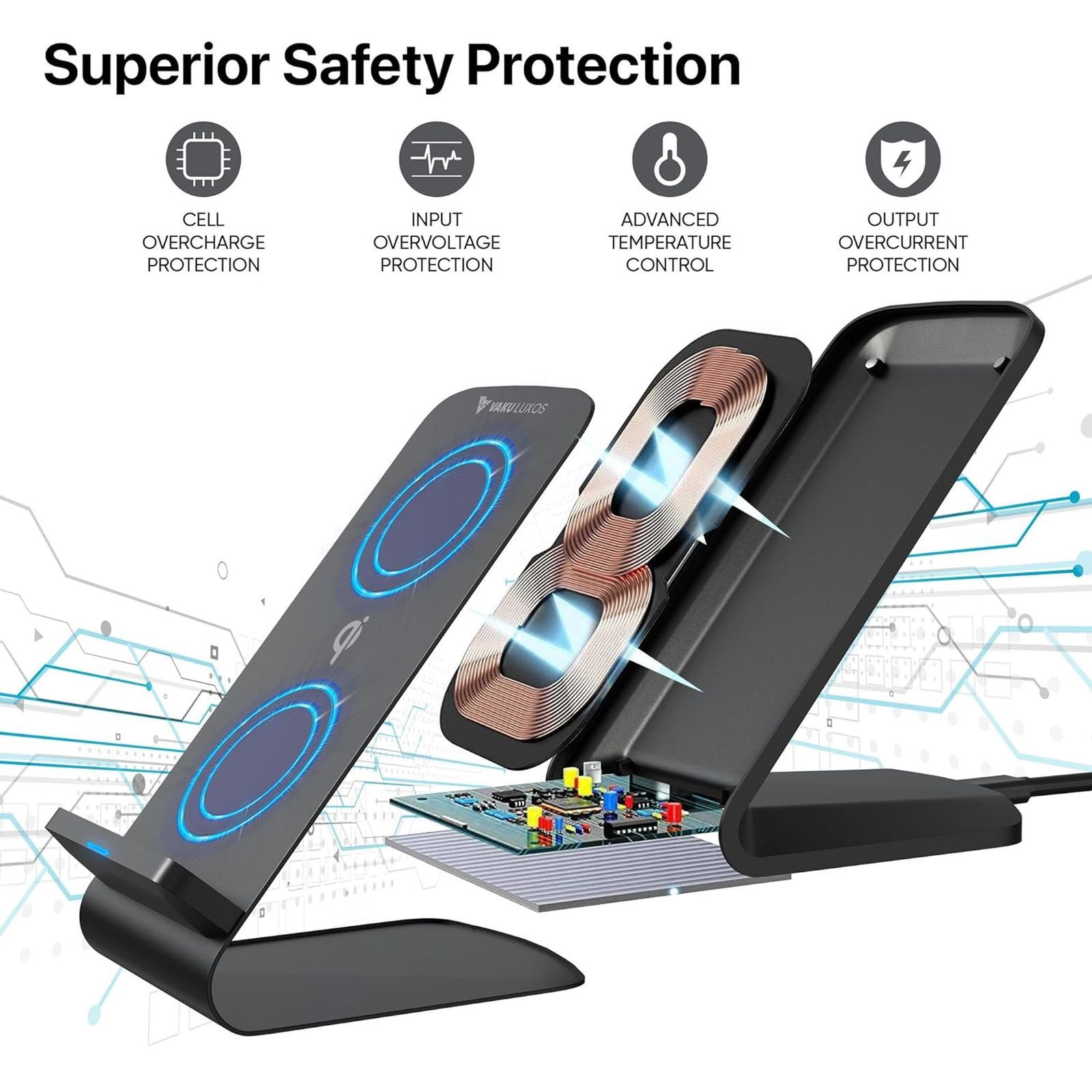 Vaku Luxos Unity II 15W Wireless Charging Stand for iOS, Android (Qi Certified, Dual Viewing Angles, Black) Vaku Luxos Unity II 15W Wireless Charging Stand for iOS, Android (Qi Certified, Dual Viewing Angles, Black)_3