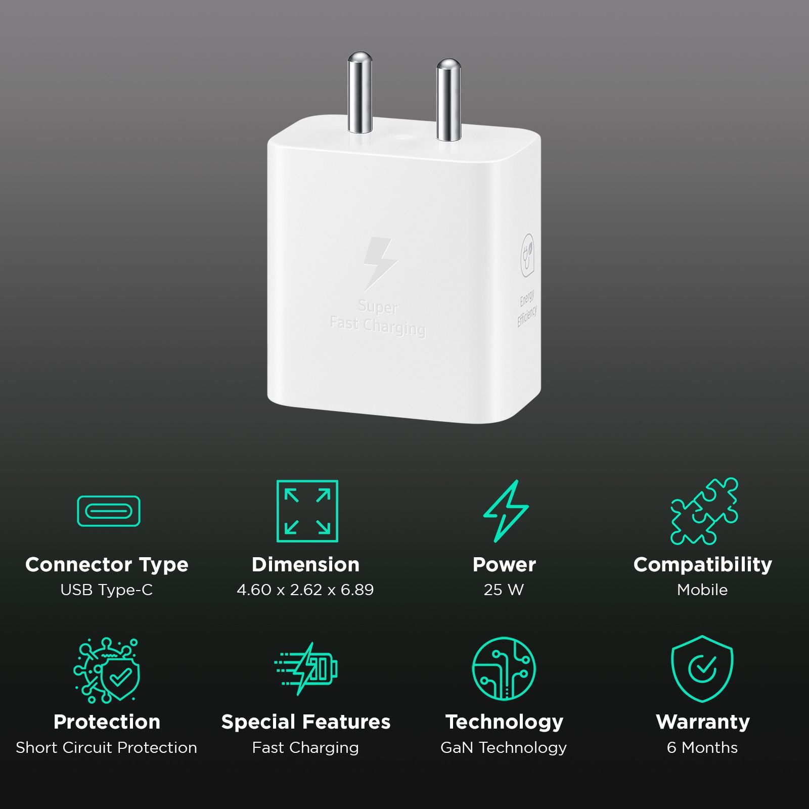 SAMSUNG EP-T2510XWNGIN 25W Type C Fast Charger (Type C to Type C Cable, Support PD 3.0 PPS, White) SAMSUNG EP-T2510XWNGIN 25W Type C Fast Charger (Type C to Type C Cable, Support PD 3.0 PPS, White)_3
