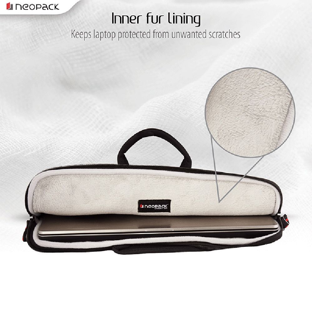 neopack Lycra Fabric, Neoprene Laptop Sleeve for 13.3 & 14.2 Inch Laptop (Water Resistant, Black)_6