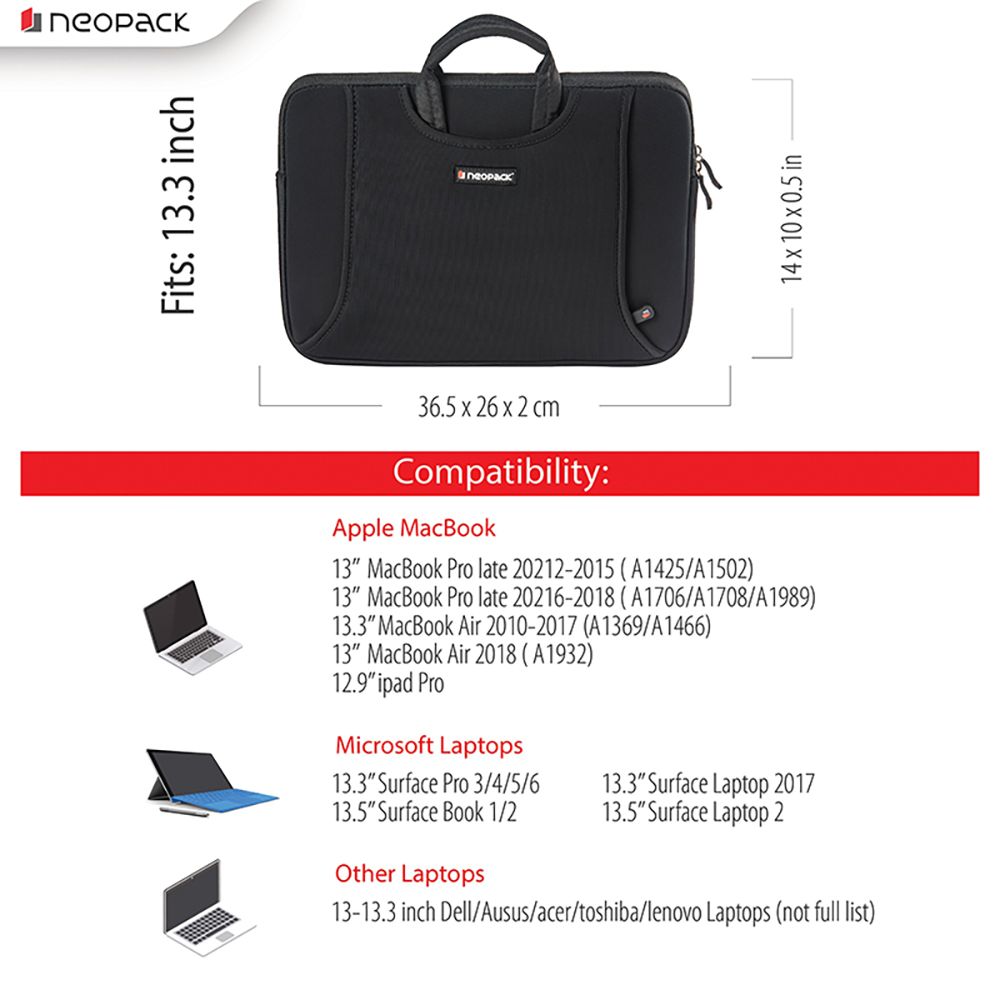 neopack Lycra Fabric, Neoprene Laptop Sleeve for 13.3 & 14.2 Inch Laptop (Water Resistant, Black)_7