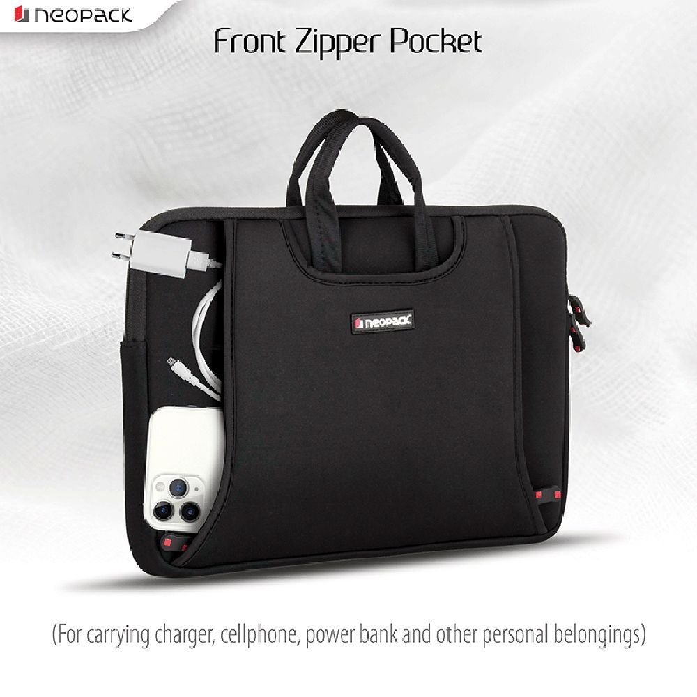 neopack Lycra Fabric, Neoprene Laptop Sleeve for 13.3 & 14.2 Inch Laptop (Water Resistant, Black)_8