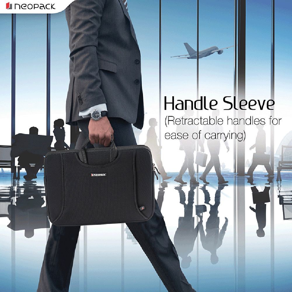 neopack Lycra Fabric, Neoprene Laptop Sleeve for 13.3 & 14.2 Inch Laptop (Water Resistant, Black)_4