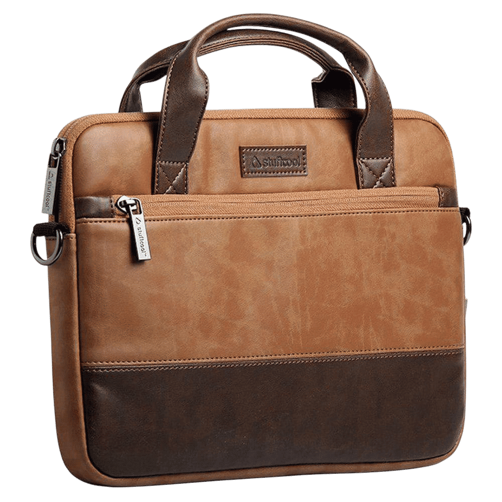 stuffcool Lush Faux Leather Laptop Sling Bag for 14 Inch Laptop (Detachable & Adjustable Shoulder Strap, Brown)_5