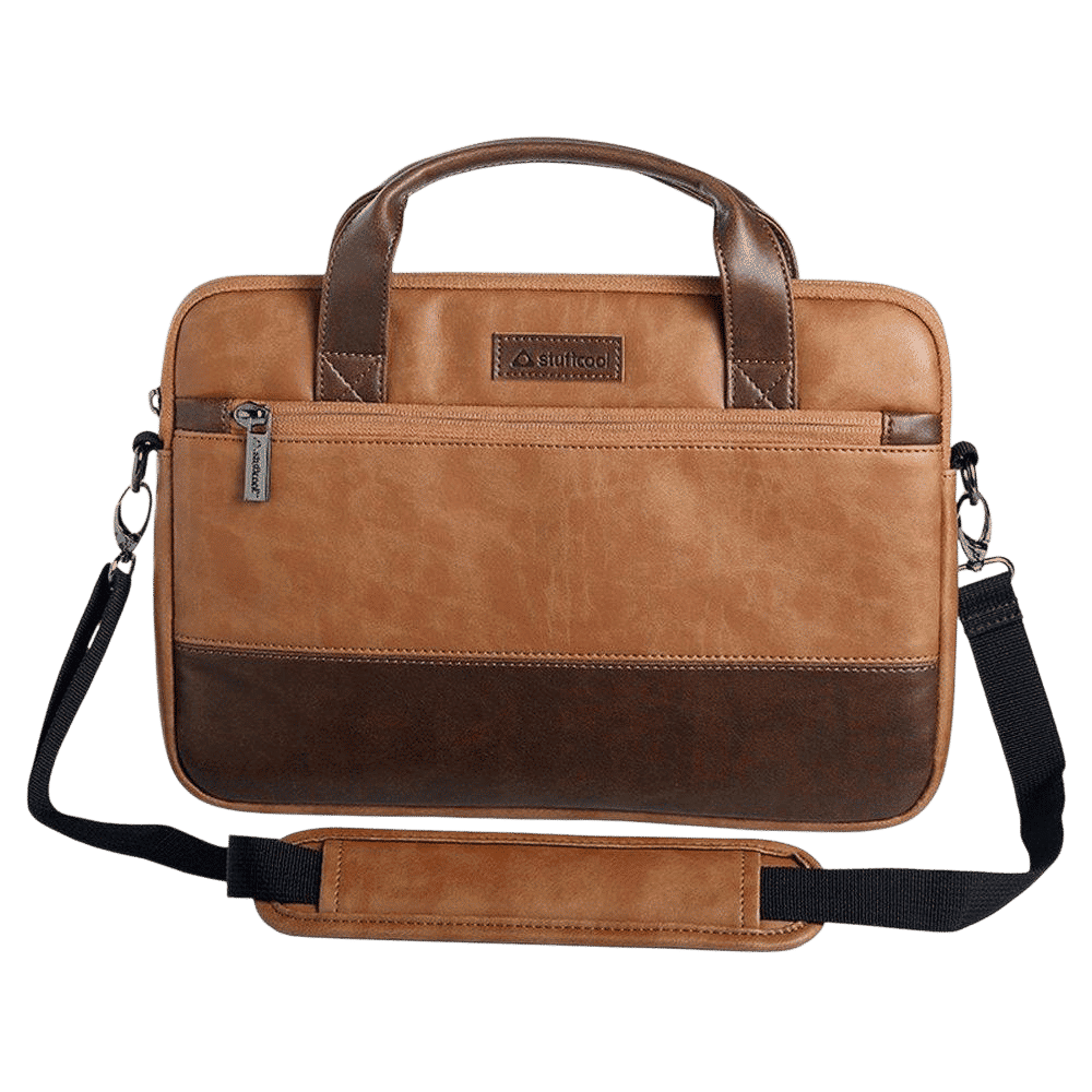 stuffcool Lush Faux Leather Laptop Sling Bag for 14 Inch Laptop (Detachable & Adjustable Shoulder Strap, Brown)_6